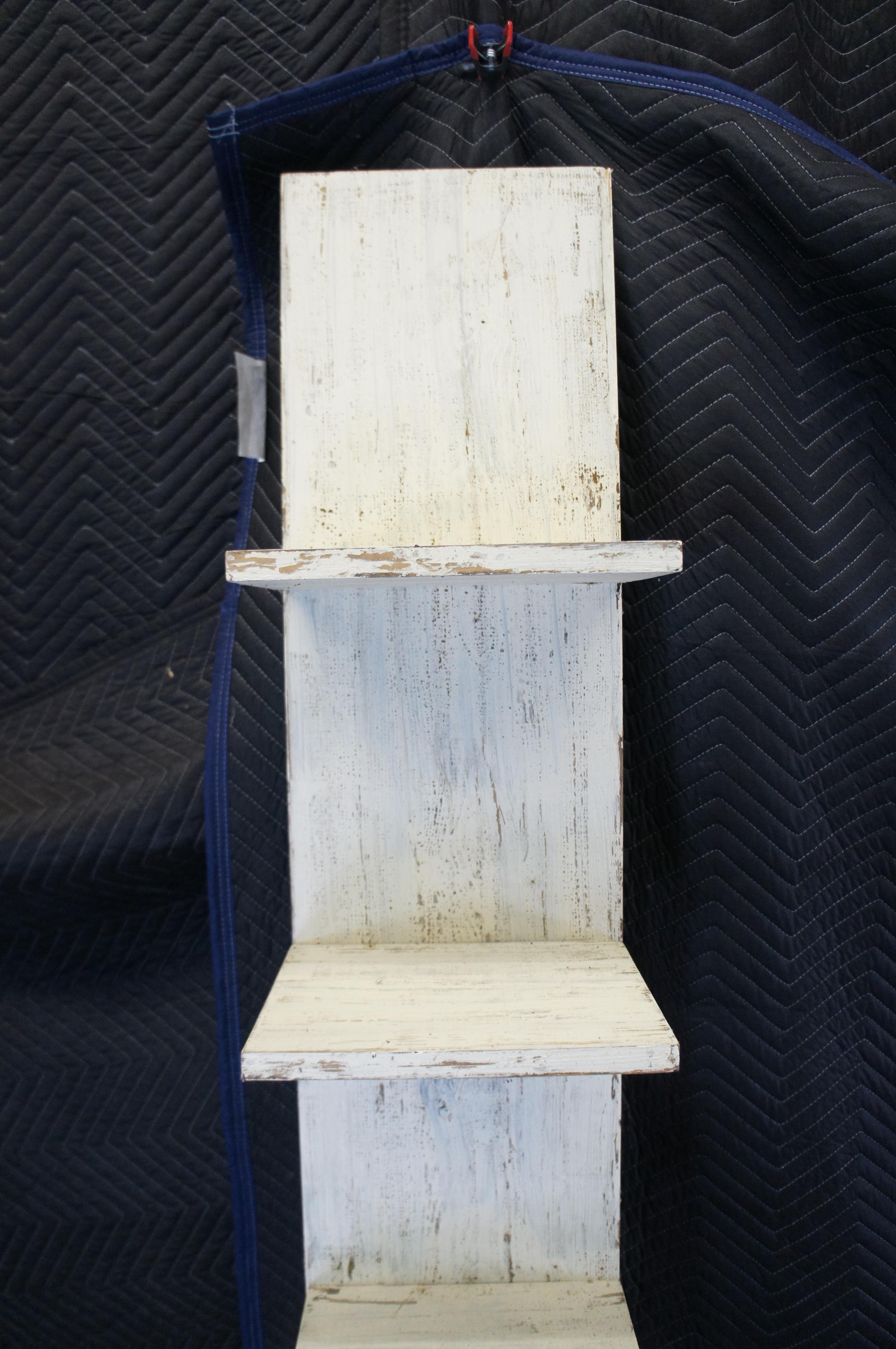 2 White Painted Pine Chic Farmhouse Tiered Wall Shelf Library Bookcases 77