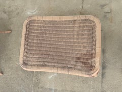 2 Wicker End Table with Glass Top