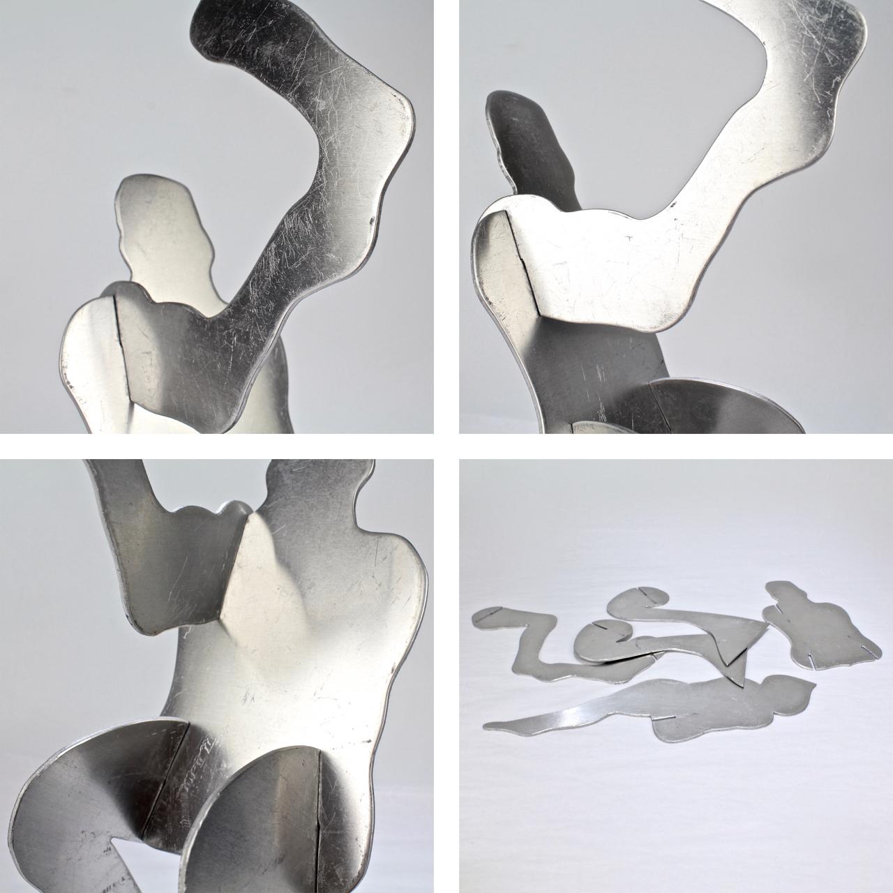 2 William King Midcentury Modernist Aluminum Puzzle Sculptures of Acrobats For Sale 3