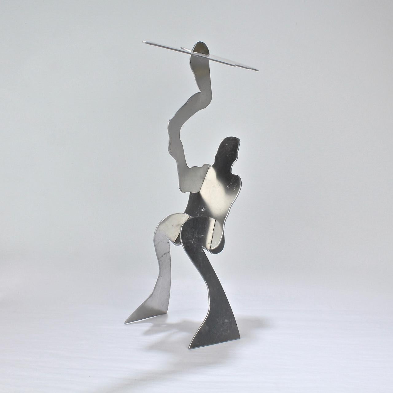 Mid-Century Modern 2 William King Midcentury Modernist Aluminum Puzzle Sculptures of Acrobats For Sale