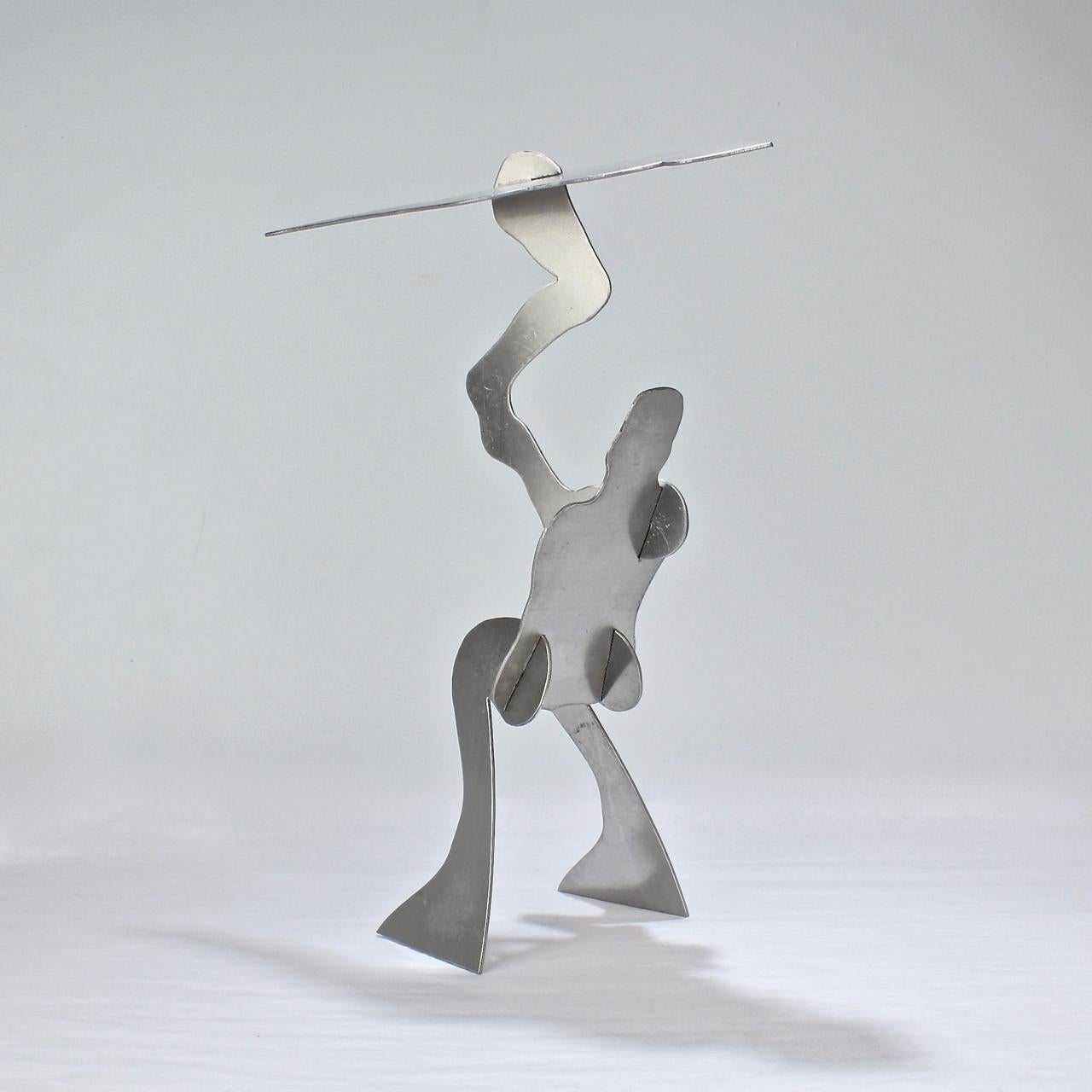 2 William King Midcentury Modernist Aluminum Puzzle Sculptures of Acrobats In Good Condition For Sale In Philadelphia, PA