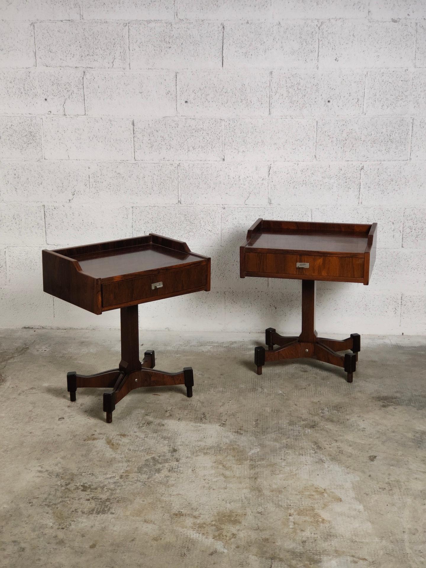Pair of outstanding wooden nightstands designed by Claudio Salocchi and manufactured by Sormani in 1960s, Italy.
In very good condition
Dimensions: W 50 cm - D 37 cm - H 57 cm 


Claudio Salocchi
Internationally renowned designer and