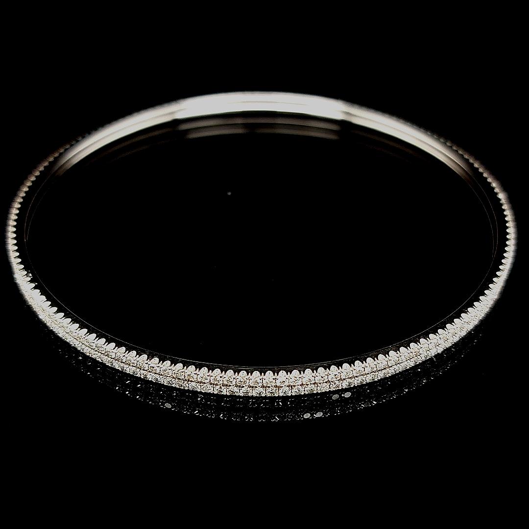 2 x 18kt White Gold Stack-Able Eternity Diamond Bangle Bracelets 1