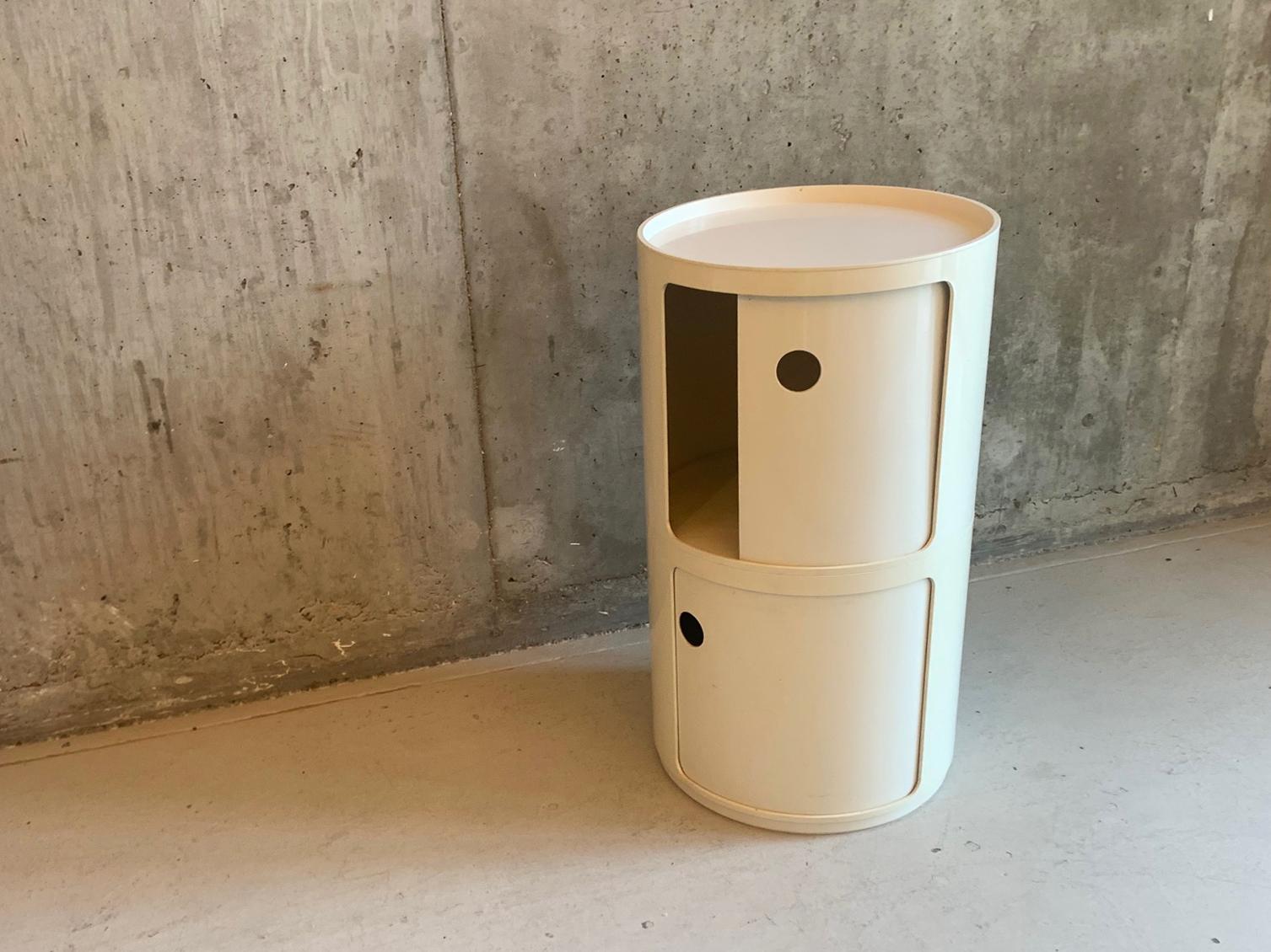 The price listed is for the TWO units

The Italian design giant Kartell transformed plastic from the stuff of humble household goods into a staple of luxury design in the 1960s. 

This Componibili unit, created by Anna Castelli for Karttell in 1968,