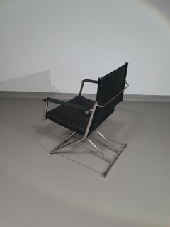 2 x 1986 Mark Singer EUROKA Leather/ Campaign Folding Chair Glider MOMA Modern