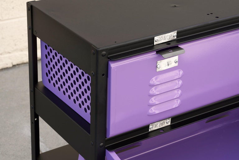 2 x 2 Locker Basket Unit in Lilac, Vintage Inspired/ Newly Fabricated