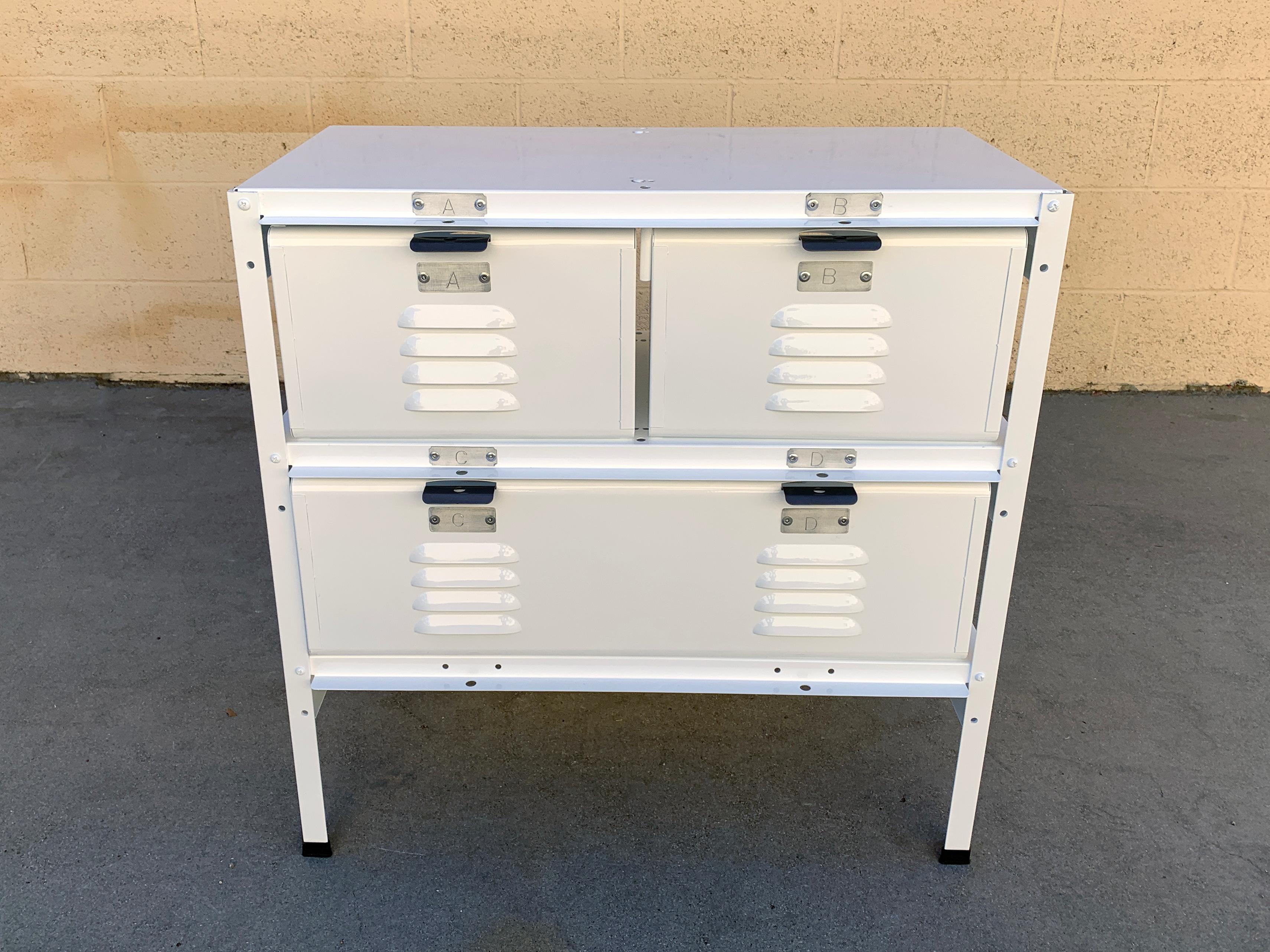 2 x 2 Locker Basket Unit in White on White, Newly Fabricated to Order In New Condition For Sale In Alhambra, CA