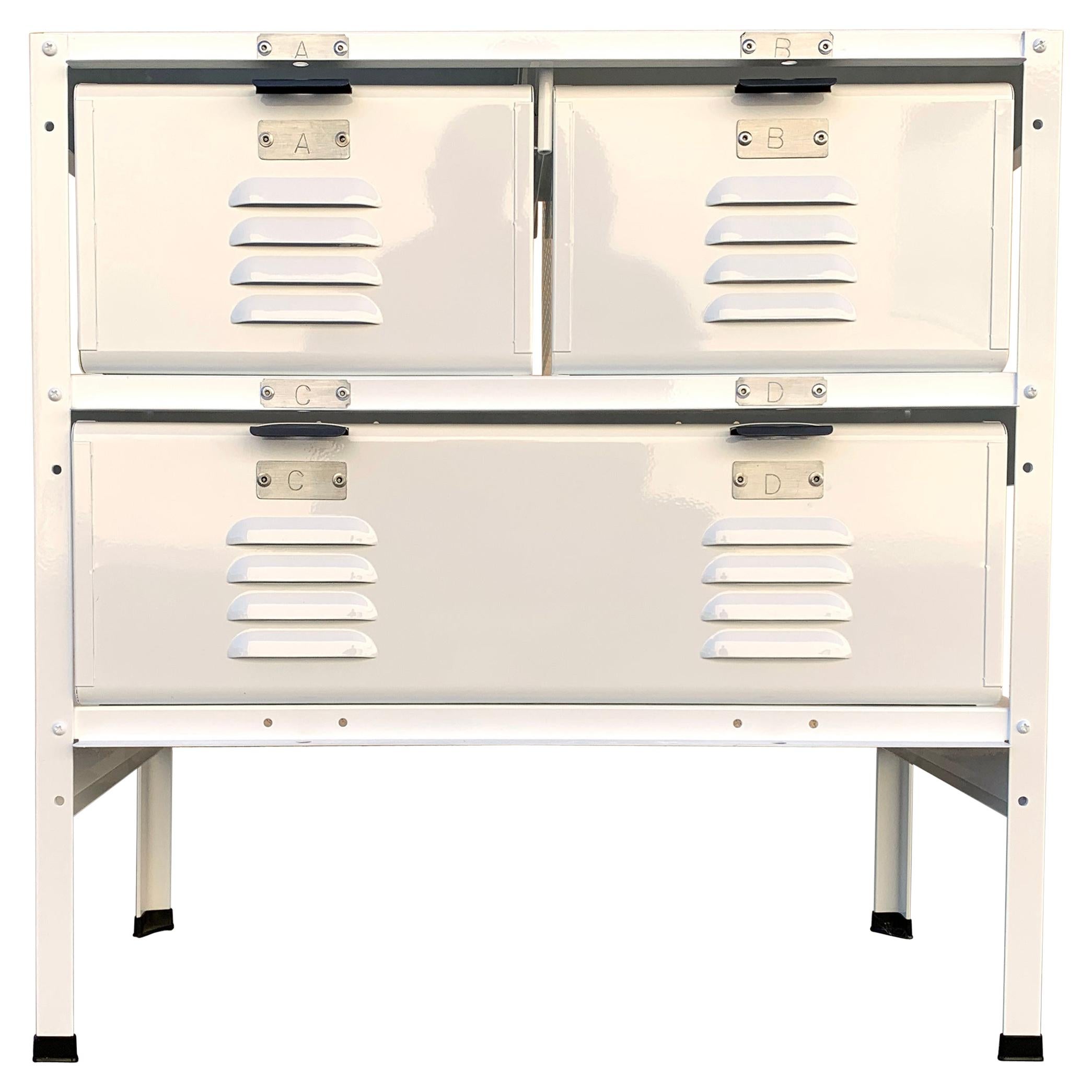 2 x 2 Locker Basket Unit in White on White, Newly Fabricated to Order For Sale