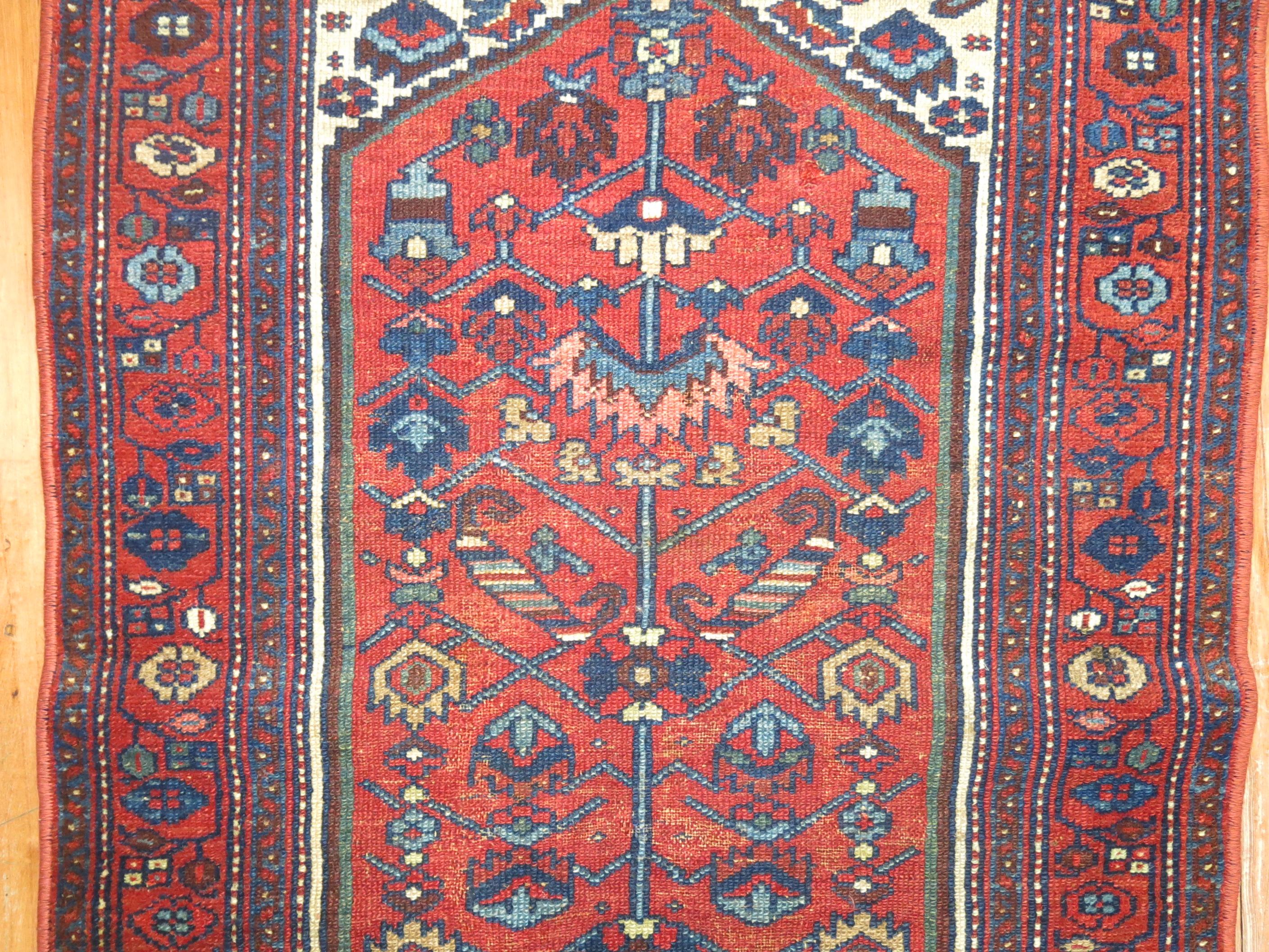 Hand-Knotted Traditional Handmade Persian Hamedan 20th Century Antique Oriental Rug