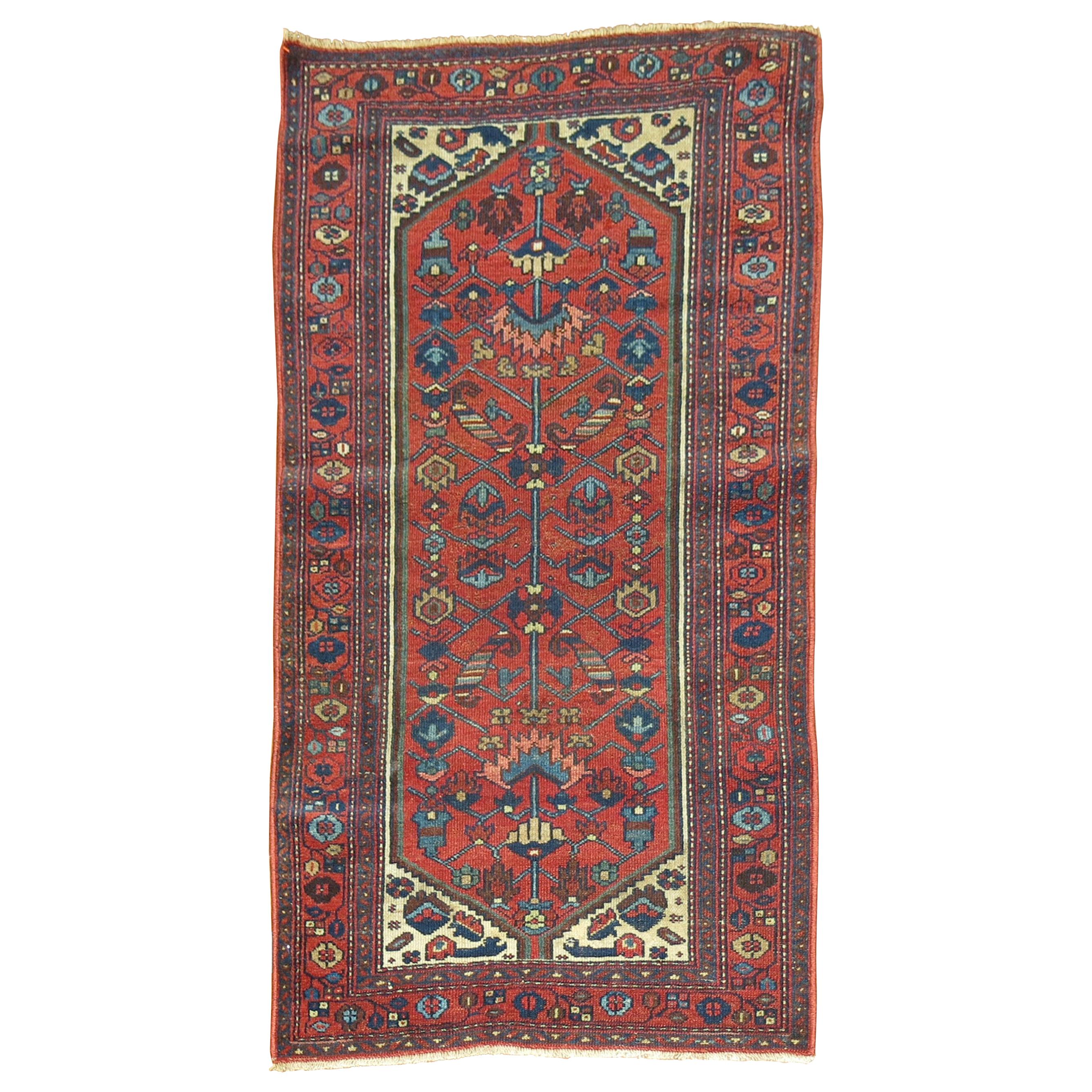 Traditional Handmade Persian Hamedan 20th Century Antique Oriental Rug