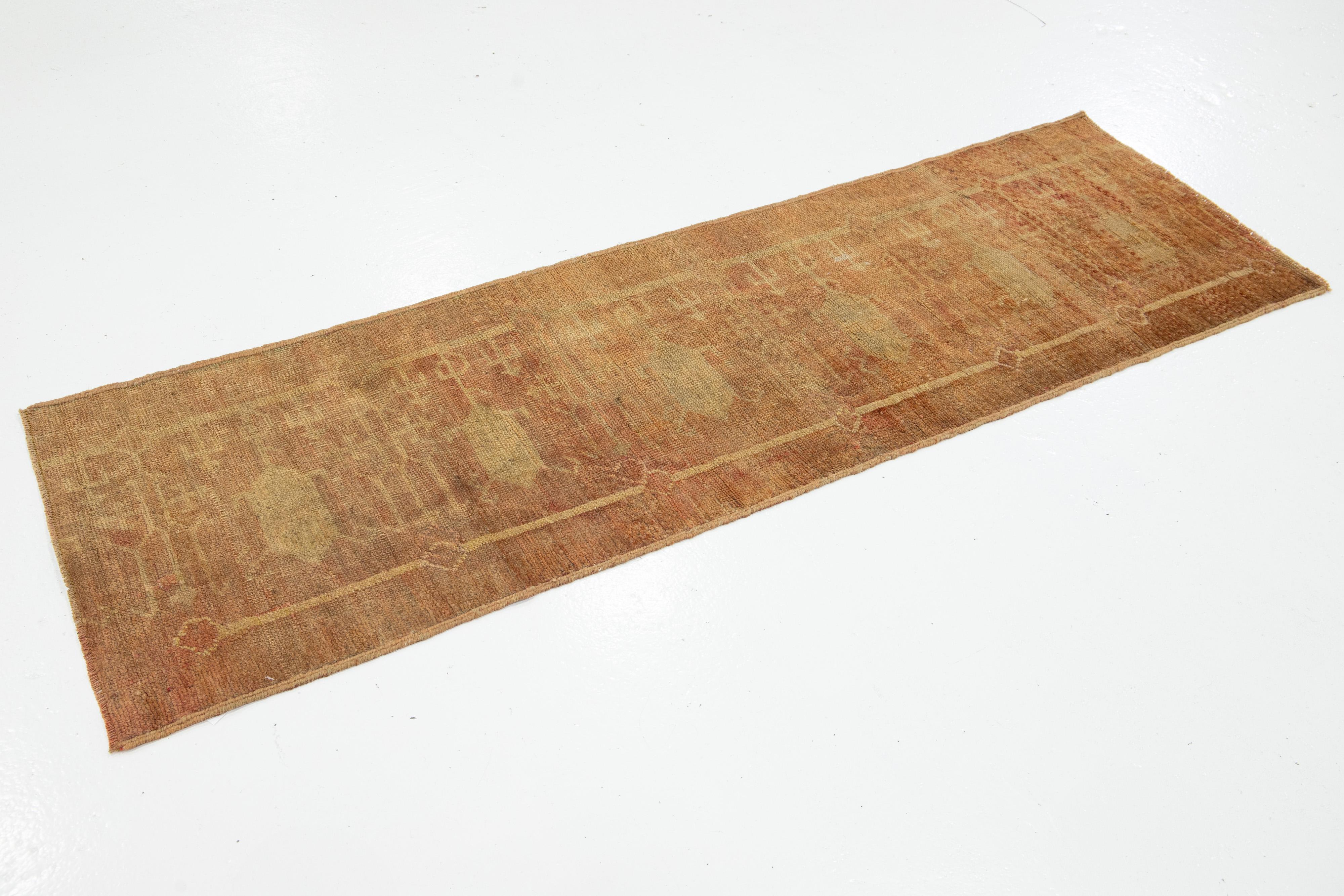 Mid-Century moderno 2 x 6 Runner in lana ruggine turco anatolico vintage realizzato a mano in vendita