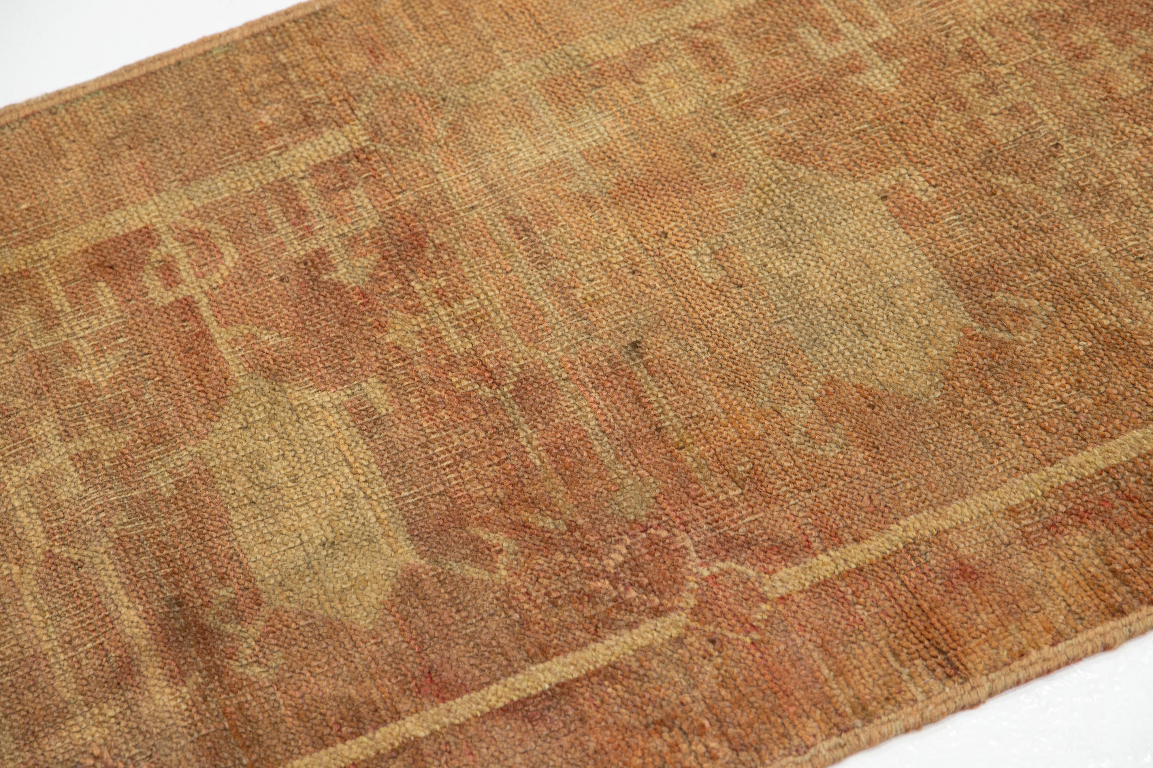 Turco 2 x 6 Runner in lana ruggine turco anatolico vintage realizzato a mano in vendita
