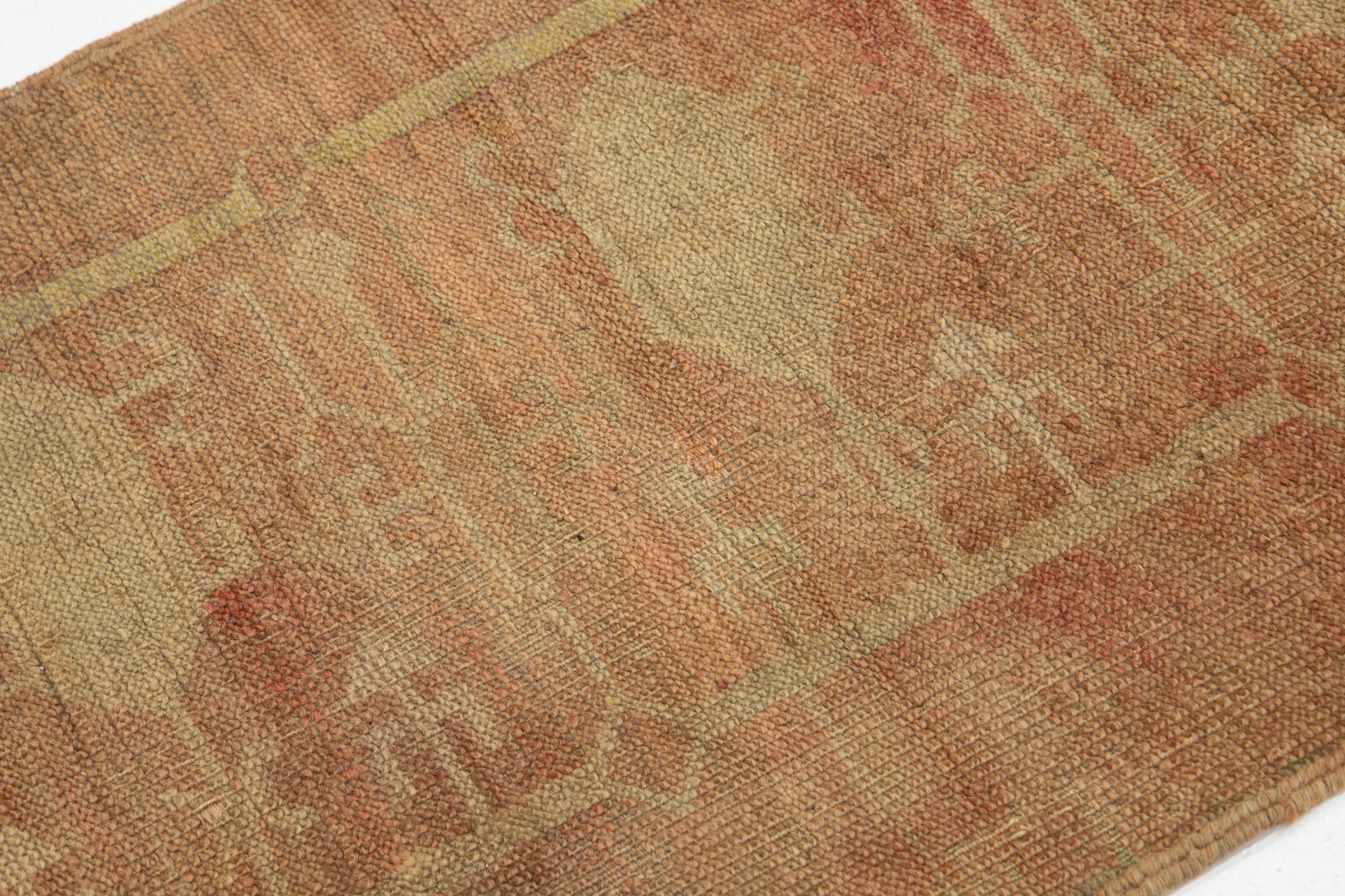 Turco 2 x 8 Runner in lana di terracotta turco anatolico vintage realizzato a mano in vendita