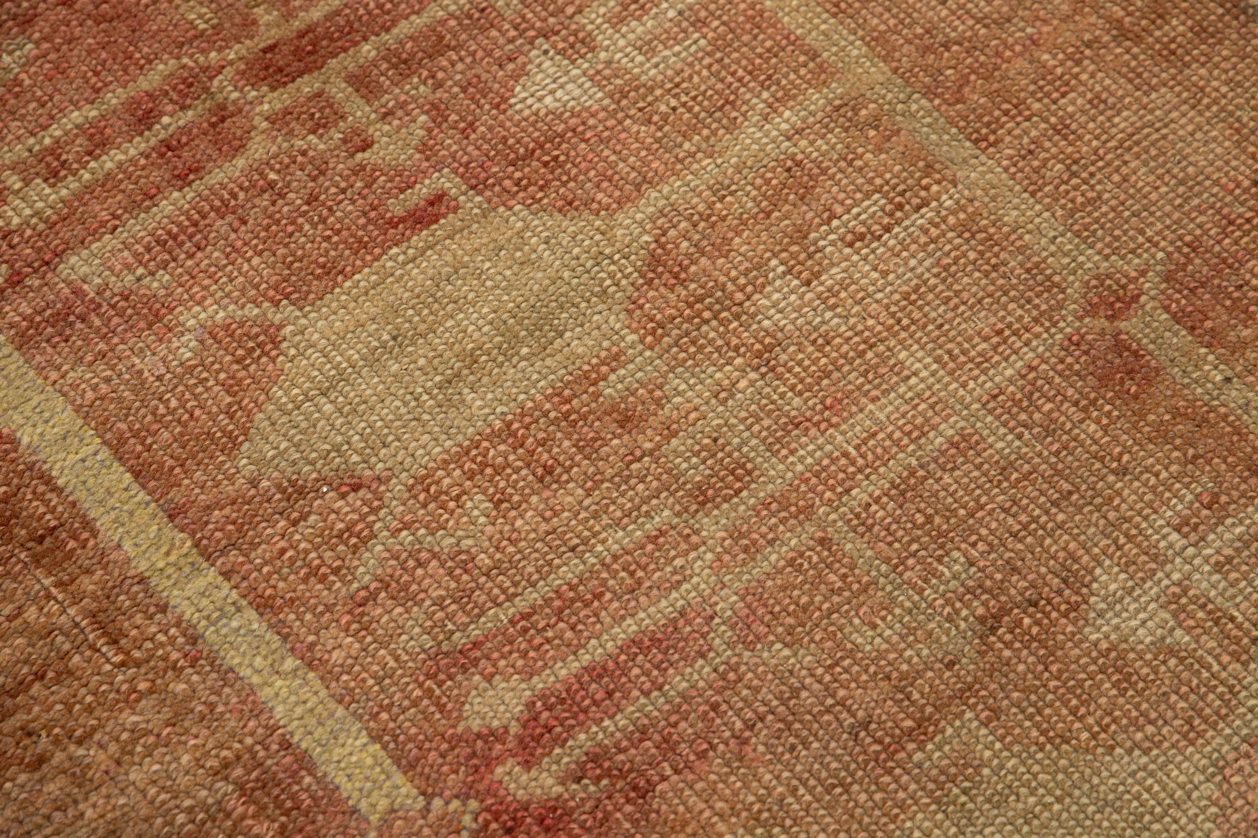 Lana 2 x 8 Runner in lana di terracotta turco anatolico vintage realizzato a mano in vendita