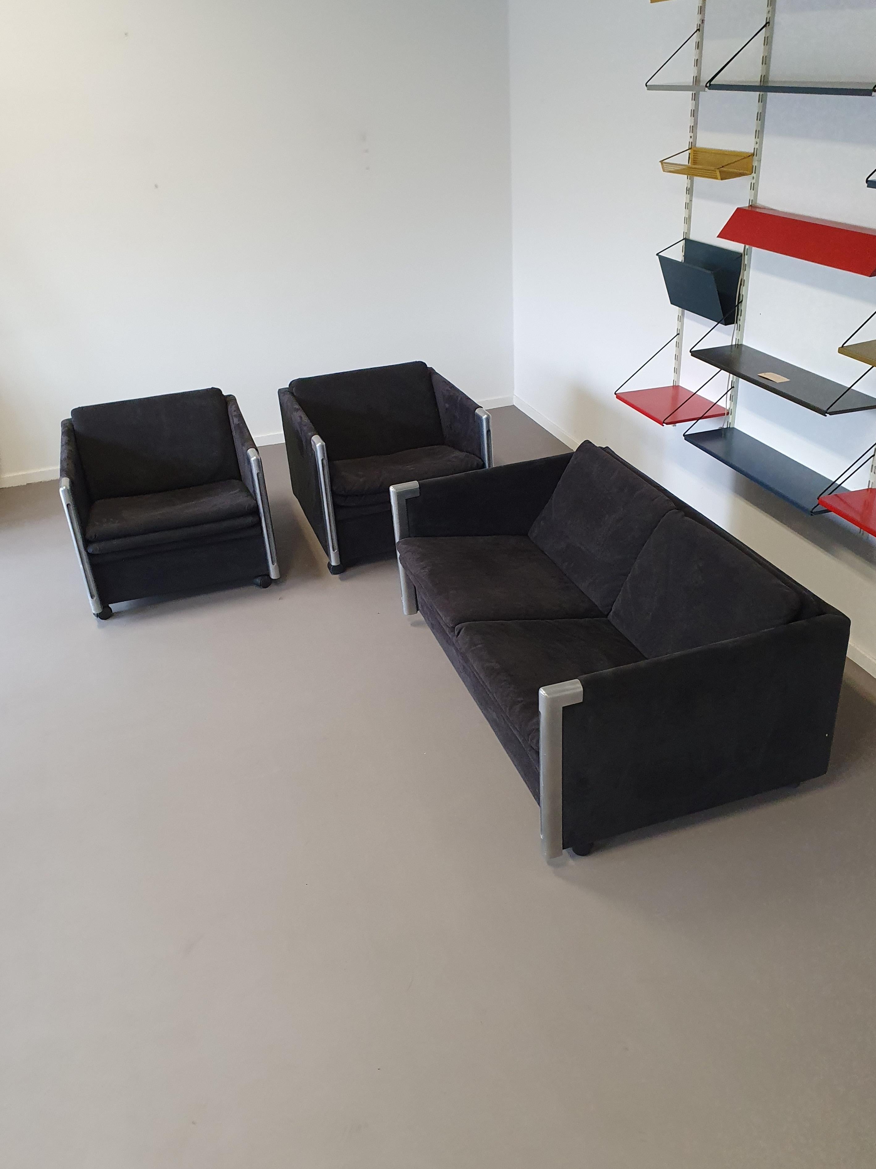 Fabric 2 x Armchair (sz20) 1 x sofa (bz20) model Sandwich. Design by Claire Bataille  For Sale