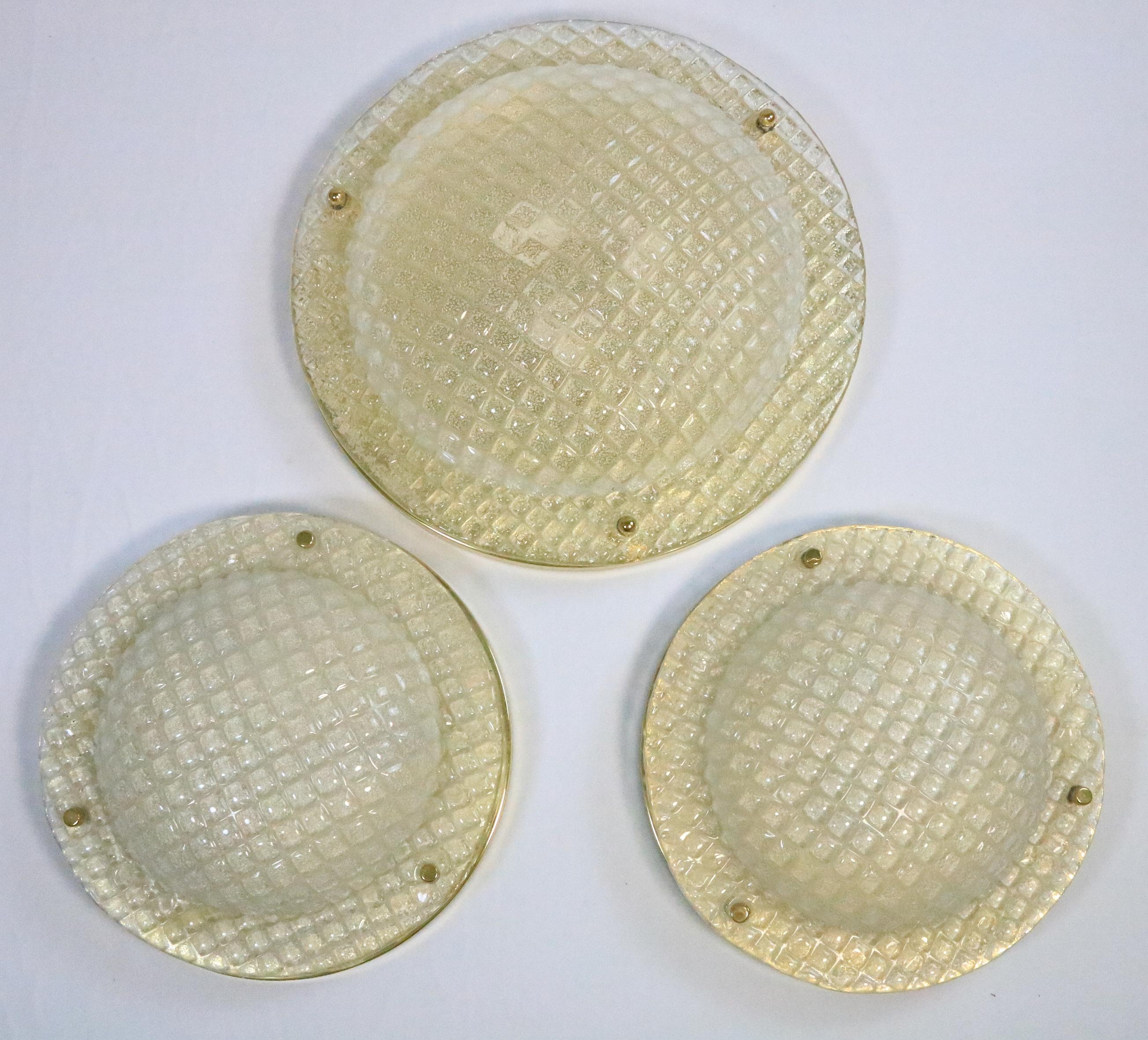 2 x Elegante deutsche Wandleuchte oder Deckenleuchte, Eisglas, von Fischer, 1970er Jahre im Angebot 4