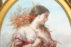 2 x Gilt Oval Framed Woman Prints