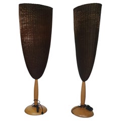 2 x Marco Agnoli for Pierantonio Bonacina XL / Lampadaire Flûte en Canne et Wood