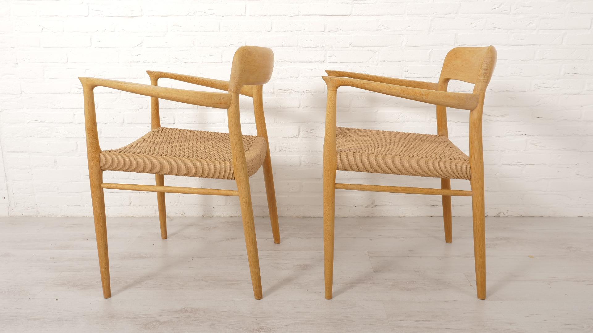 2 x Niels Otto Moller dining chairs  Model 56  Oak  Restored For Sale 5
