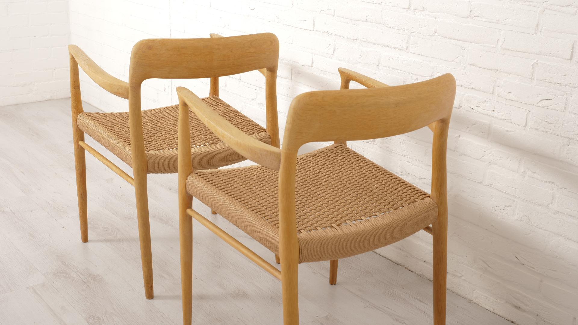 2 x Niels Otto Moller dining chairs  Model 56  Oak  Restored For Sale 6