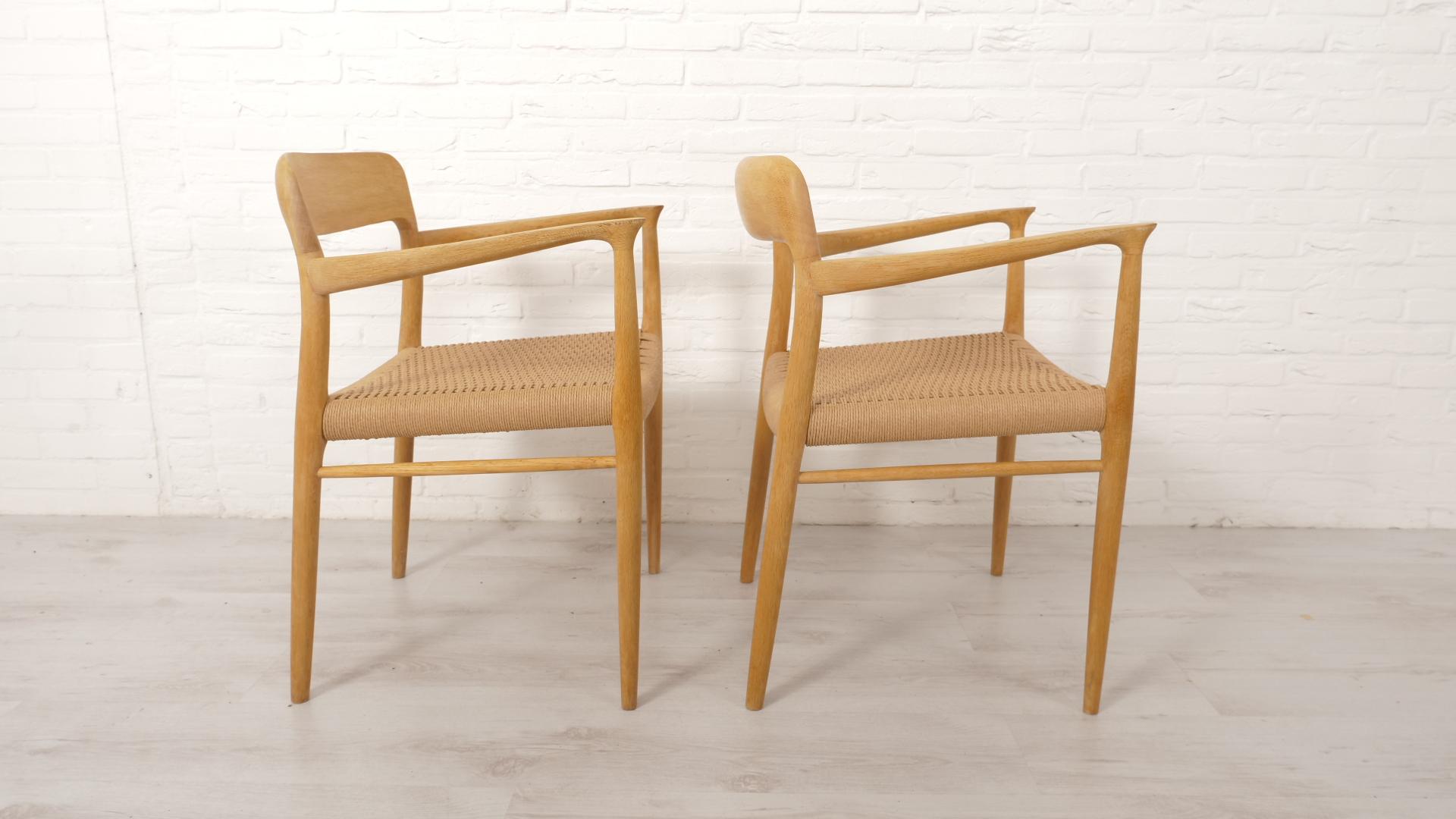 2 x Niels Otto Moller dining chairs  Model 56  Oak  Restored For Sale 8