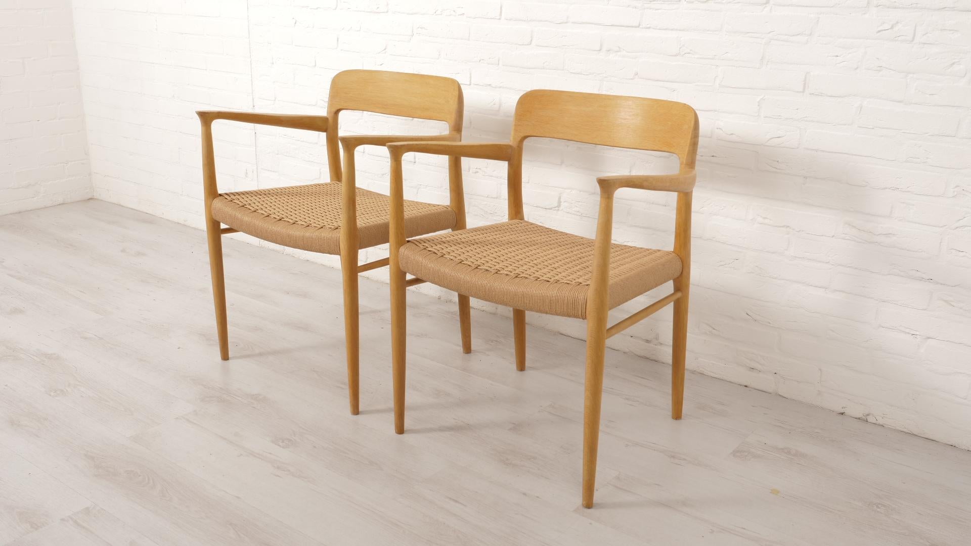 Mid-Century Modern 2 x Niels Otto Moller dining chairs  Model 56  Oak  Restored For Sale