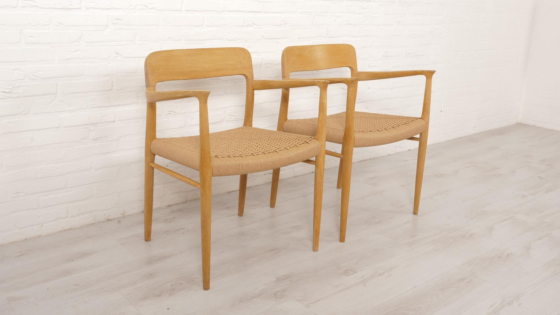 Danish 2 x Niels Otto Moller dining chairs  Model 56  Oak  Restored For Sale