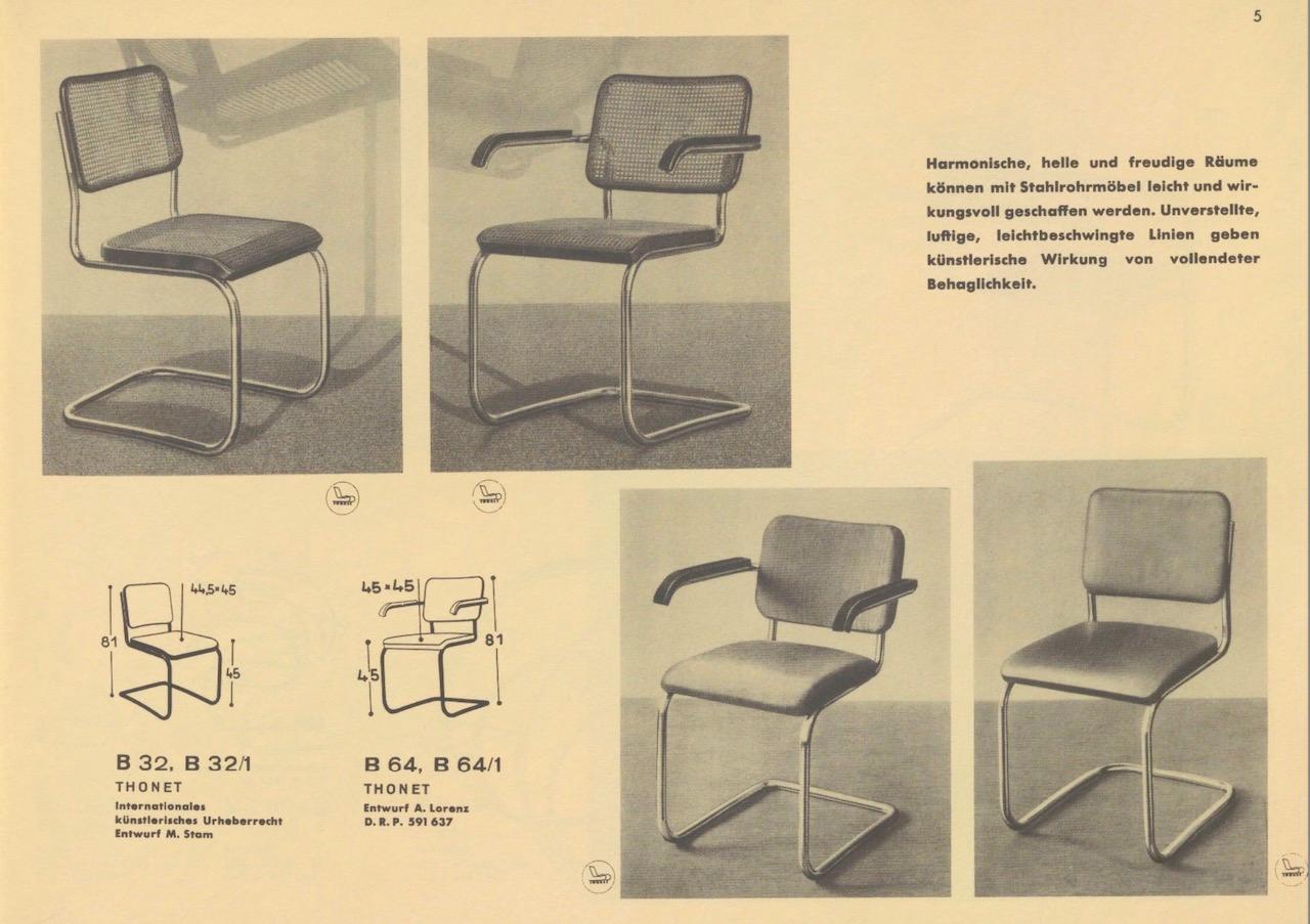 2 x original Bauhaus Armchair, B64 by Marcel Breuer for Thonet 1930 (Cescachair) For Sale 4
