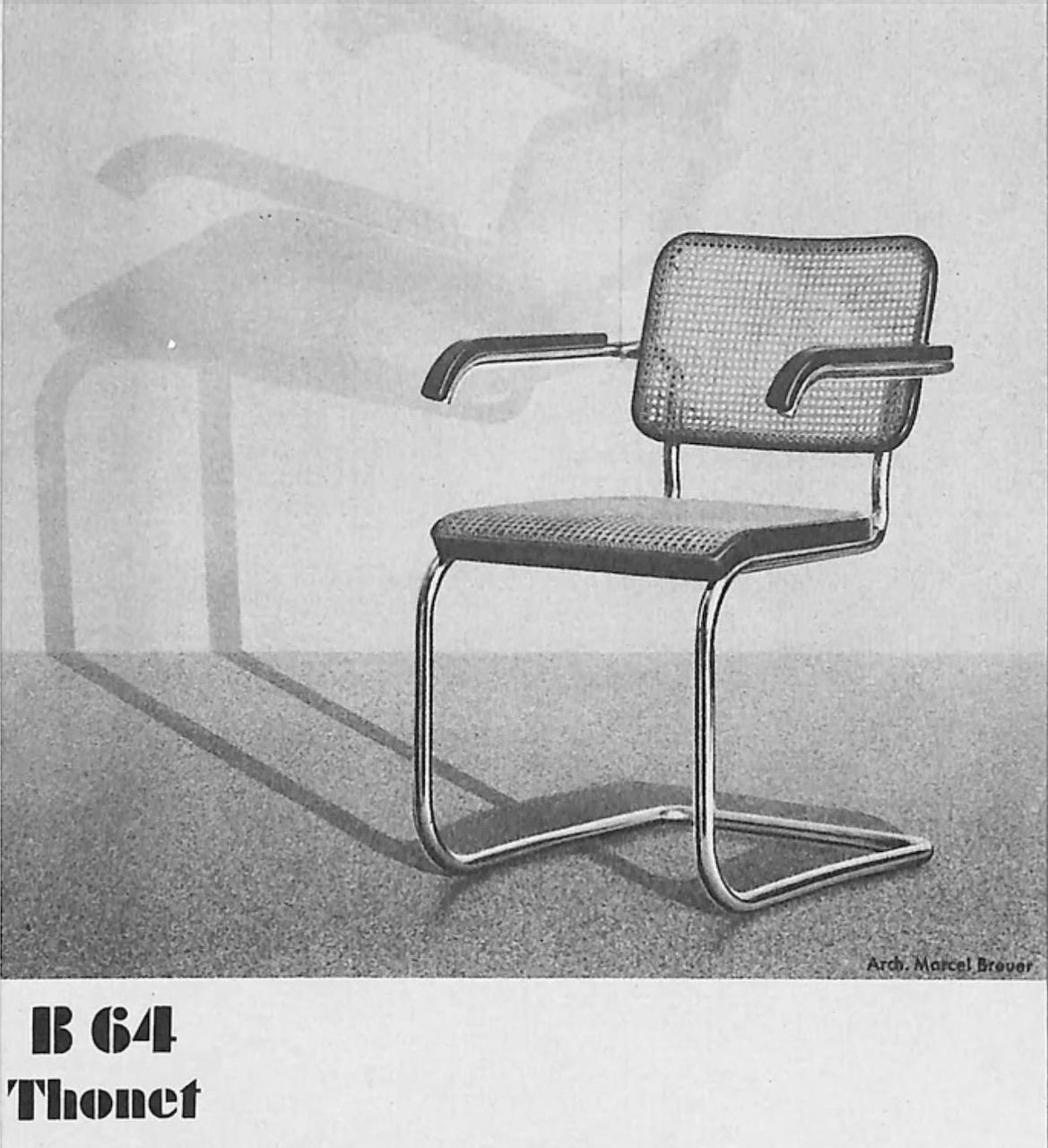 2 x original Bauhaus Armchair, B64 by Marcel Breuer for Thonet 1930 (Cescachair) For Sale 1