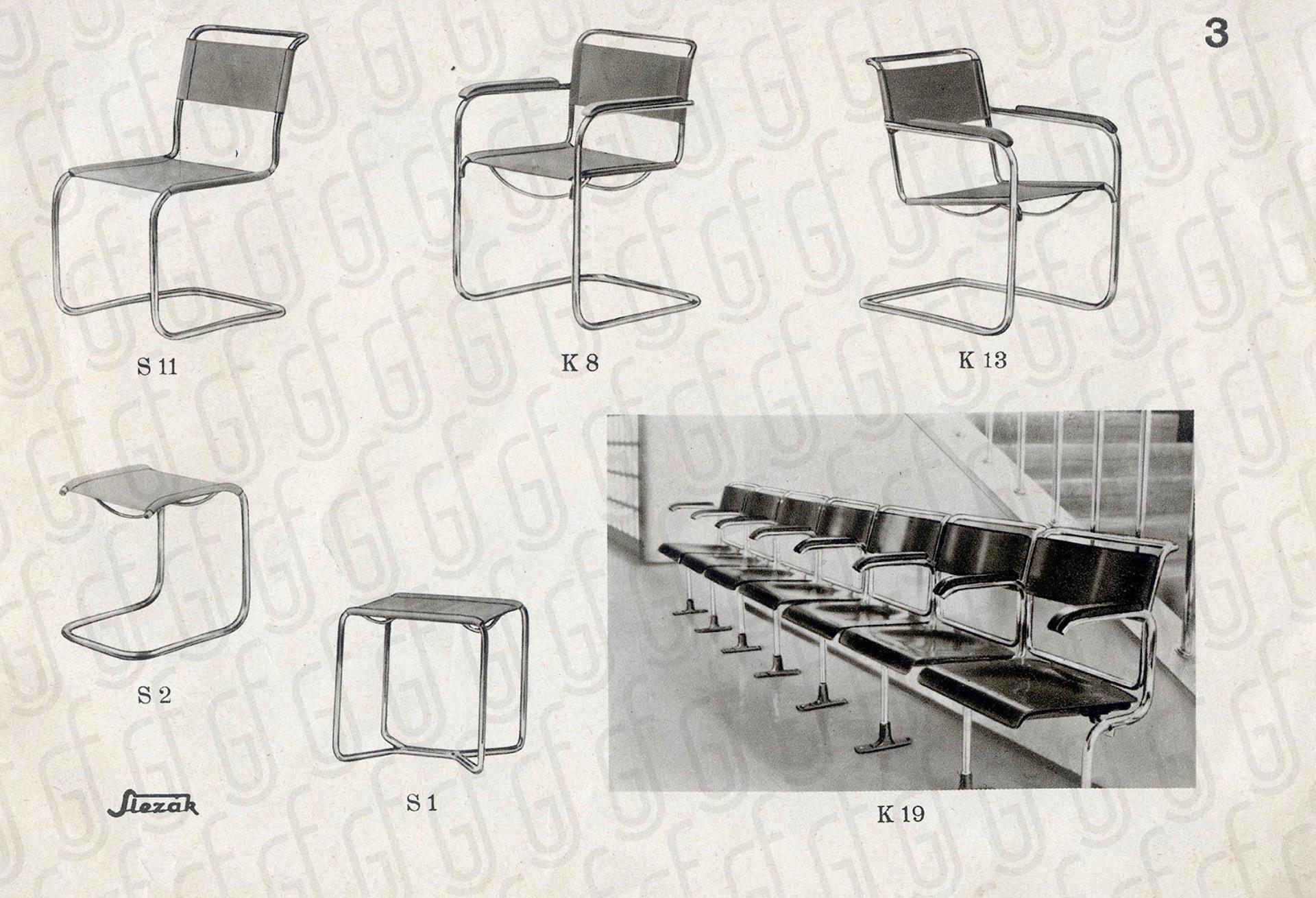 2 x Original Bauhaus Stahlrohr Stuhl, Marcel Breuer für Slezak (Modell K8), 1930 (Tschechisch) im Angebot