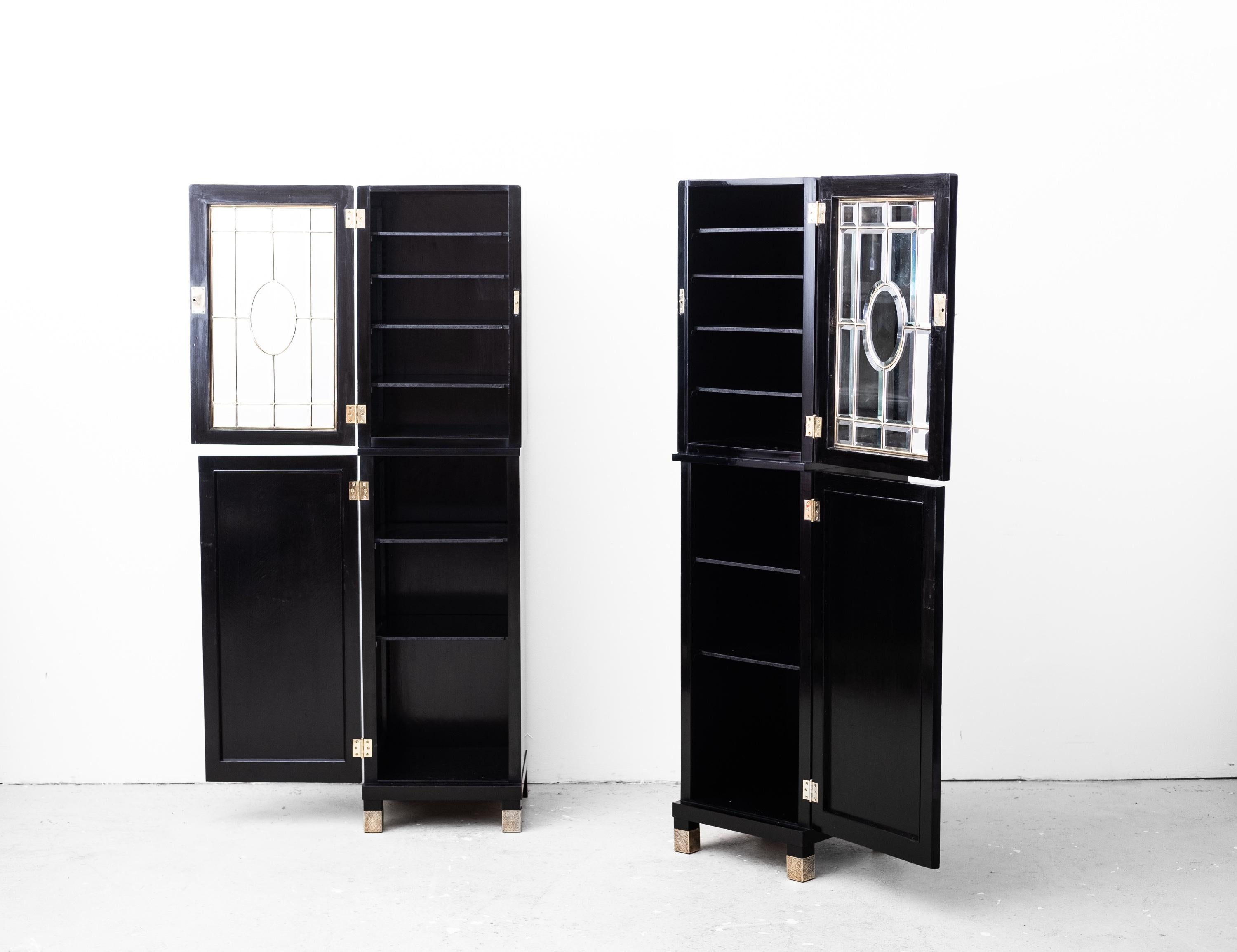 2 x original secessionist pillar cabinet by Sigmund Oppenheim (Vienna ca. 1910) For Sale 7