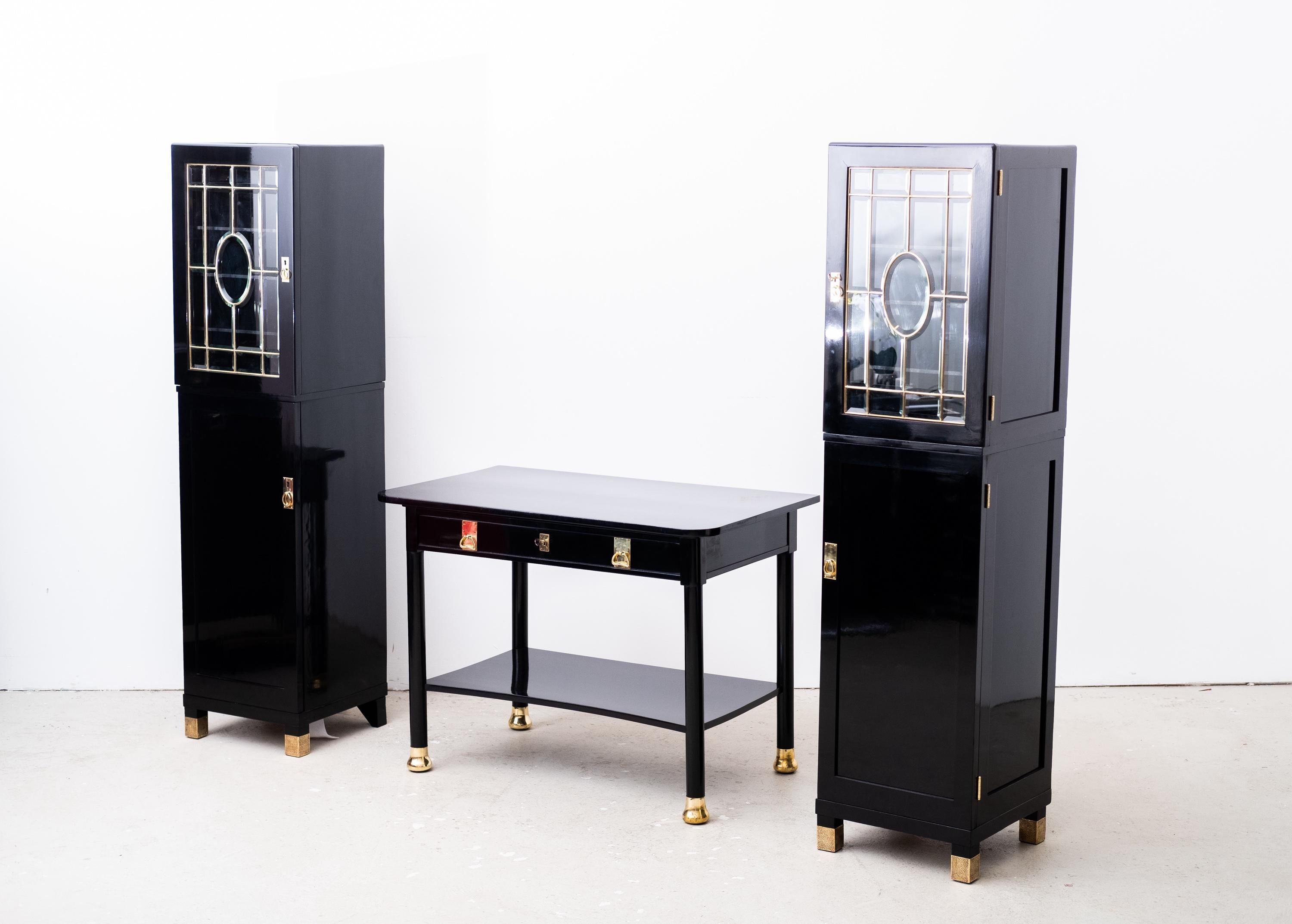 2 x original secessionist pillar cabinet by Sigmund Oppenheim (Vienna ca. 1910) For Sale 2