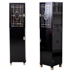Antique 2 x original secessionist pillar cabinet by Sigmund Oppenheim (Vienna ca. 1910)