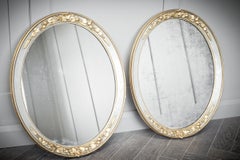 2 x Oval Plaster Decorated Mirrors