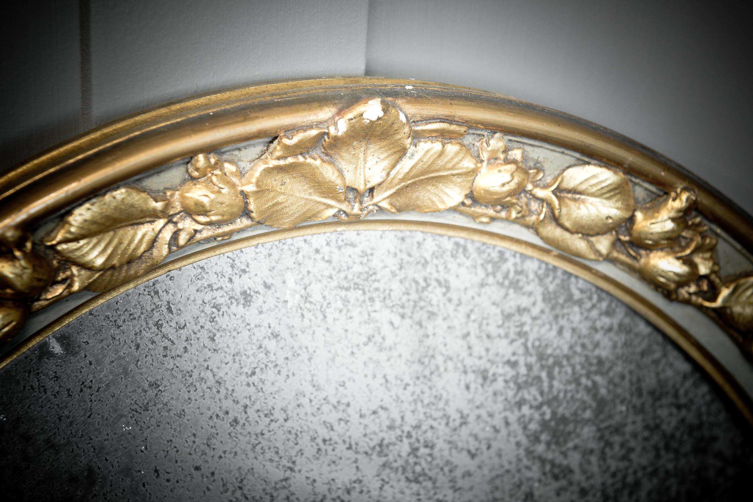 Gilt 2 x Oval Plaster Decorated Mirrors For Sale