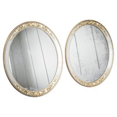 2 x Oval Plaster Decorated Mirrors