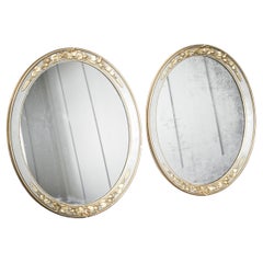 Antique 2 x Oval Plaster Decorated Mirrors