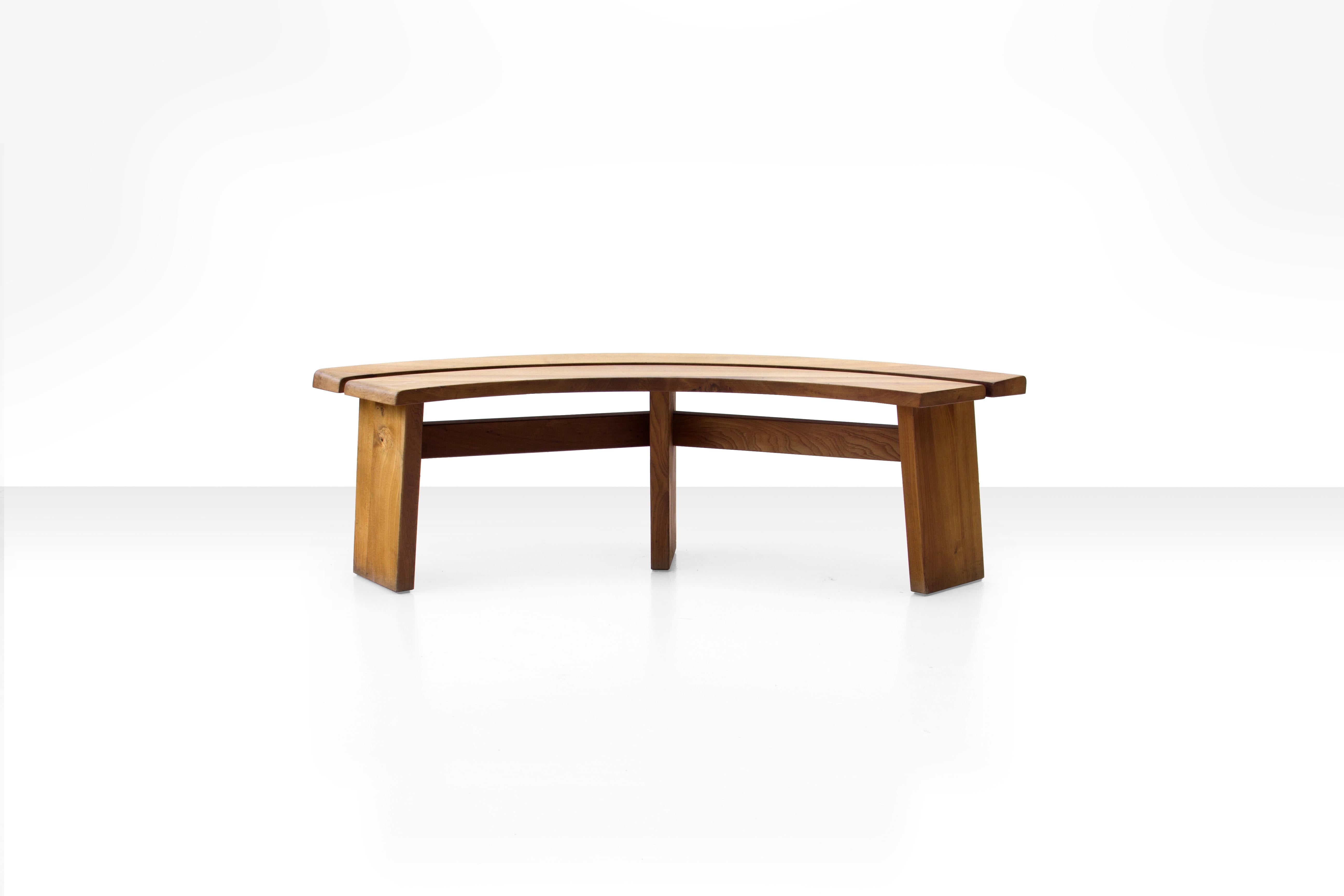 Mid-Century Modern 2 x Pierre Chapo S38A Bench in Solid Elm, France 1960s