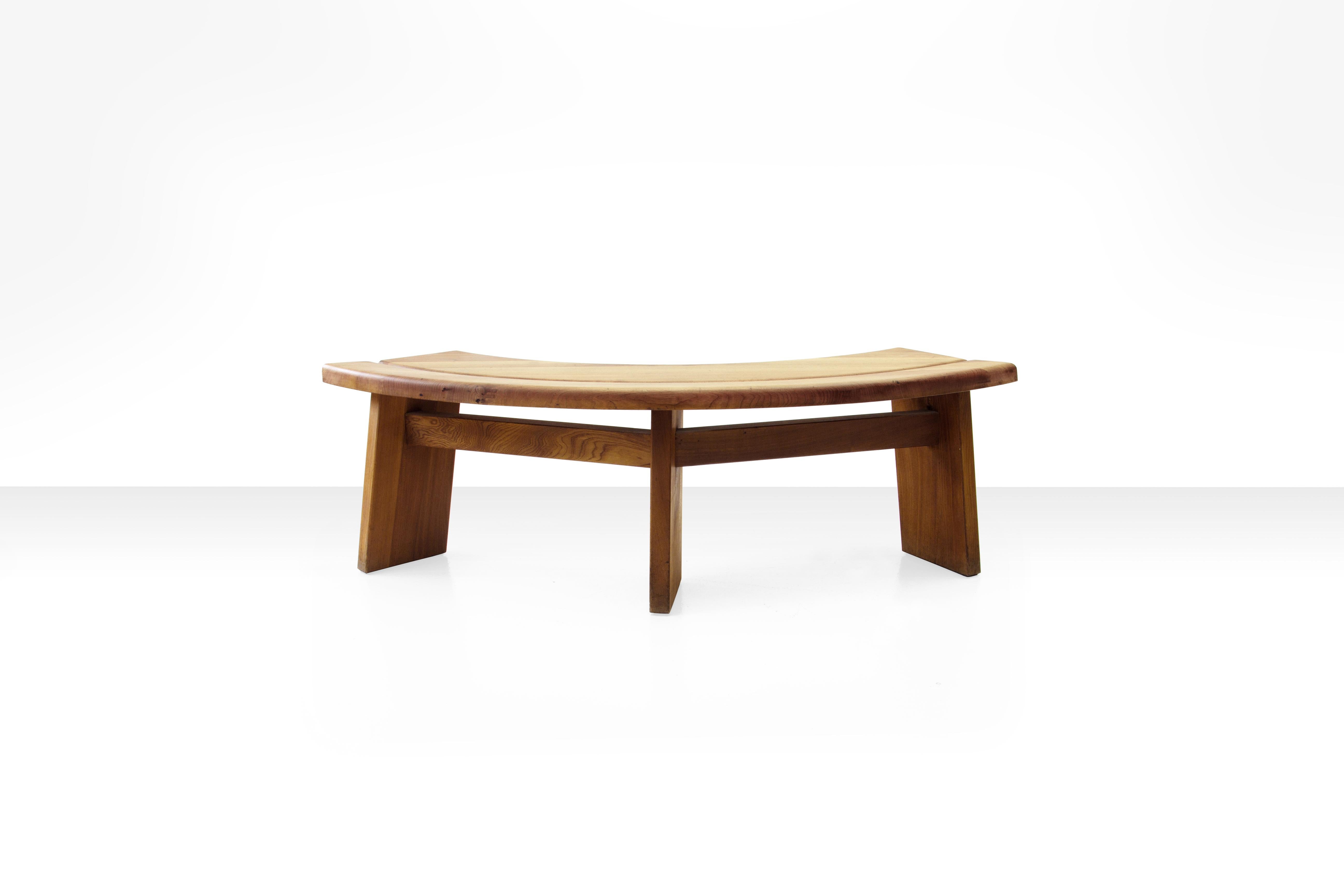 French 2 x Pierre Chapo S38A Bench in Solid Elm, France 1960s