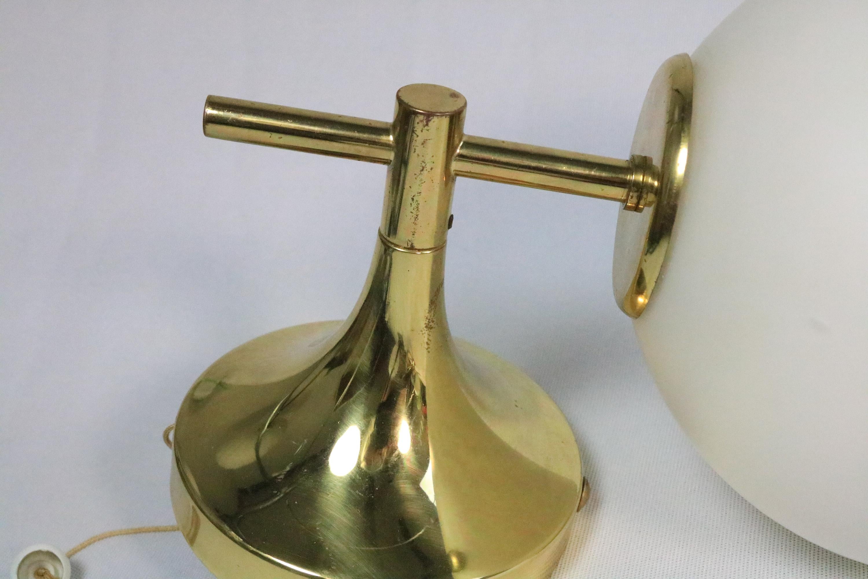 2 x Wall Lamp, Wall Sconce, Glass Balls, by TEMDE, Brass, 1970s For Sale 3