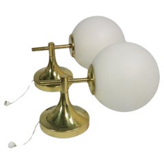2 x Wall Lamp, Wall Sconce, Glass Balls, by TEMDE, Brass, 1970s