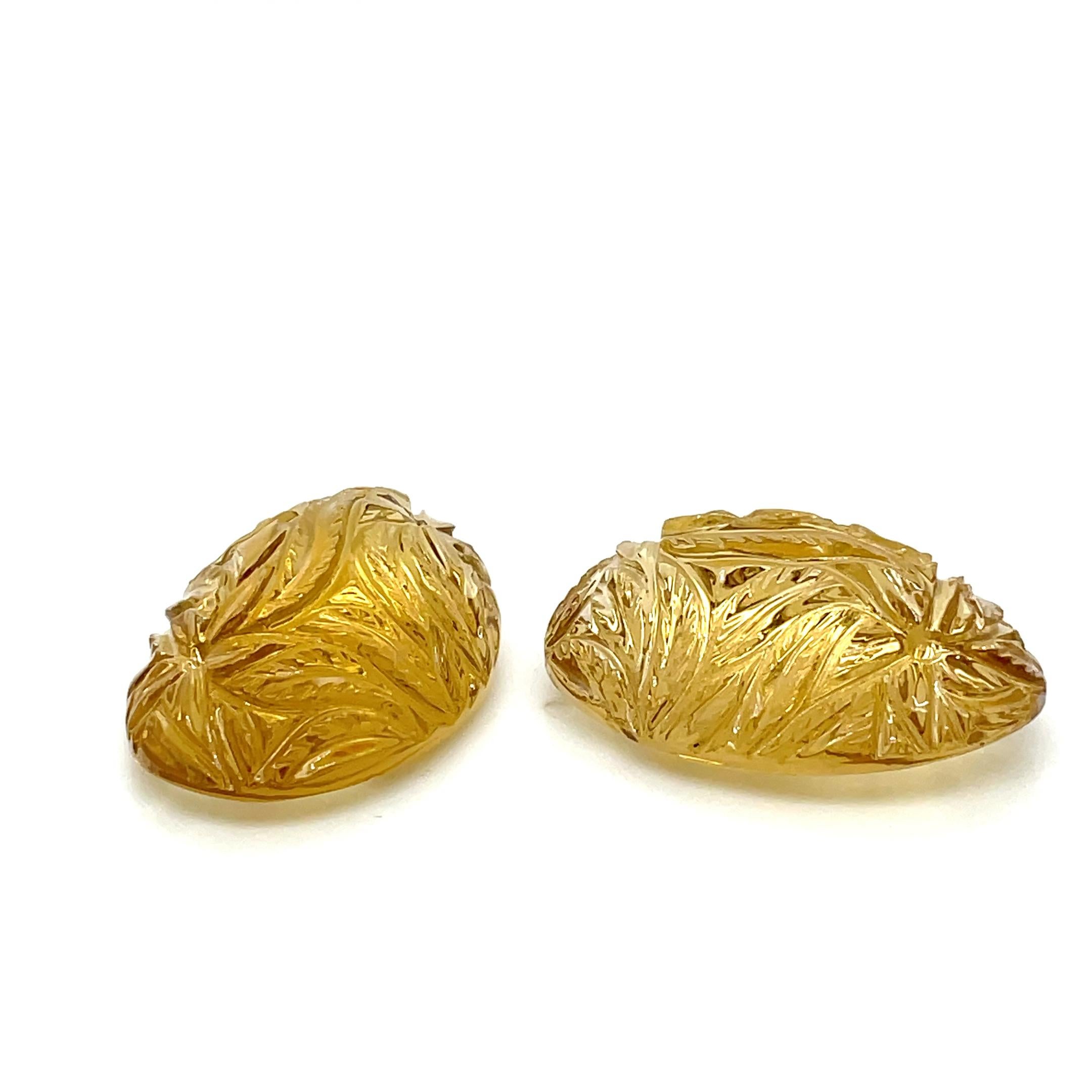 Oval Cut 2 Yellow Green Amethyst Carving 89.92 cts For Sale