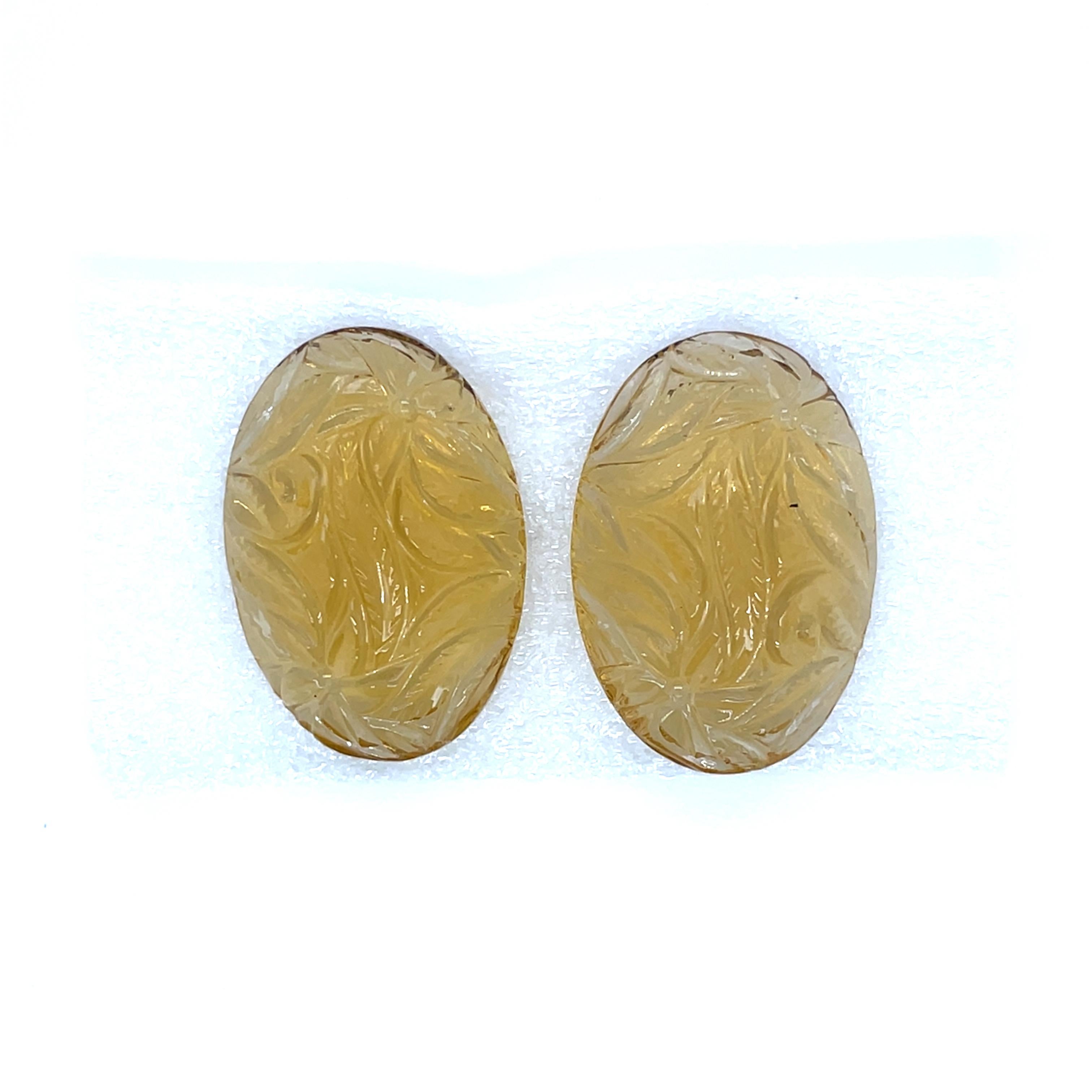 2 Yellow Green Amethyst Carving 89.92 cts In New Condition For Sale In Hong Kong, HK