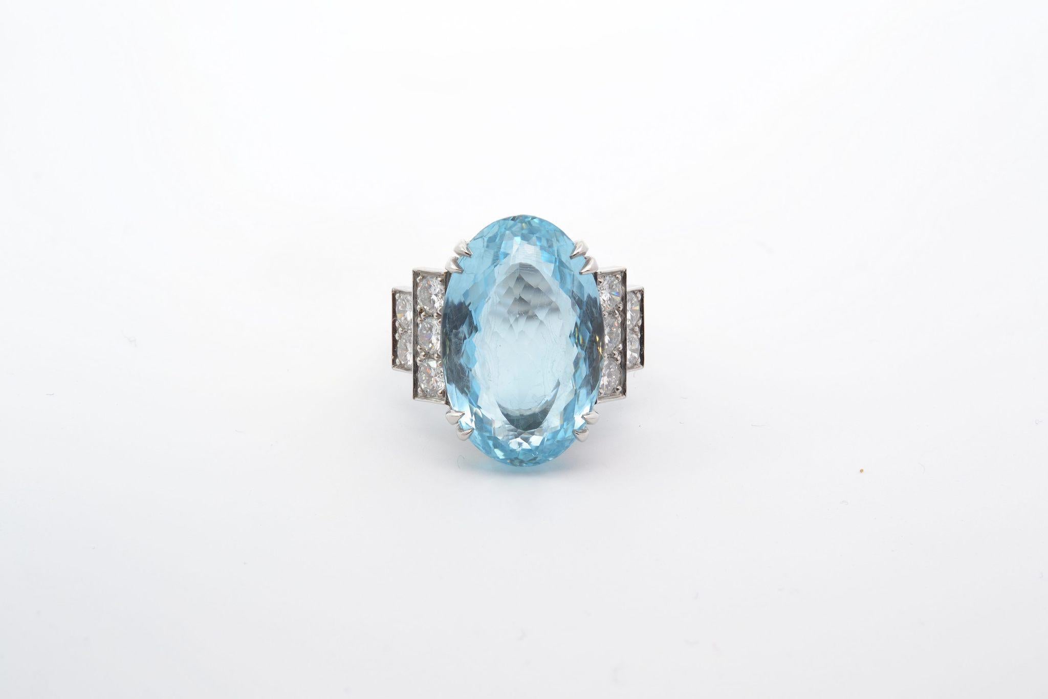 Stones: Aquamarine of 20.88 cts, 10 diamonds: 1.28 cts
Material: Platinum
Dimensions: 2.2cm x 1.4cm
Weight: 14.7g
Period: Recent
Size: 53 (free sizing)
Certificate
Ref. : 25029 25180