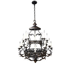 20 Candle Iron Scrollwork Chandelier