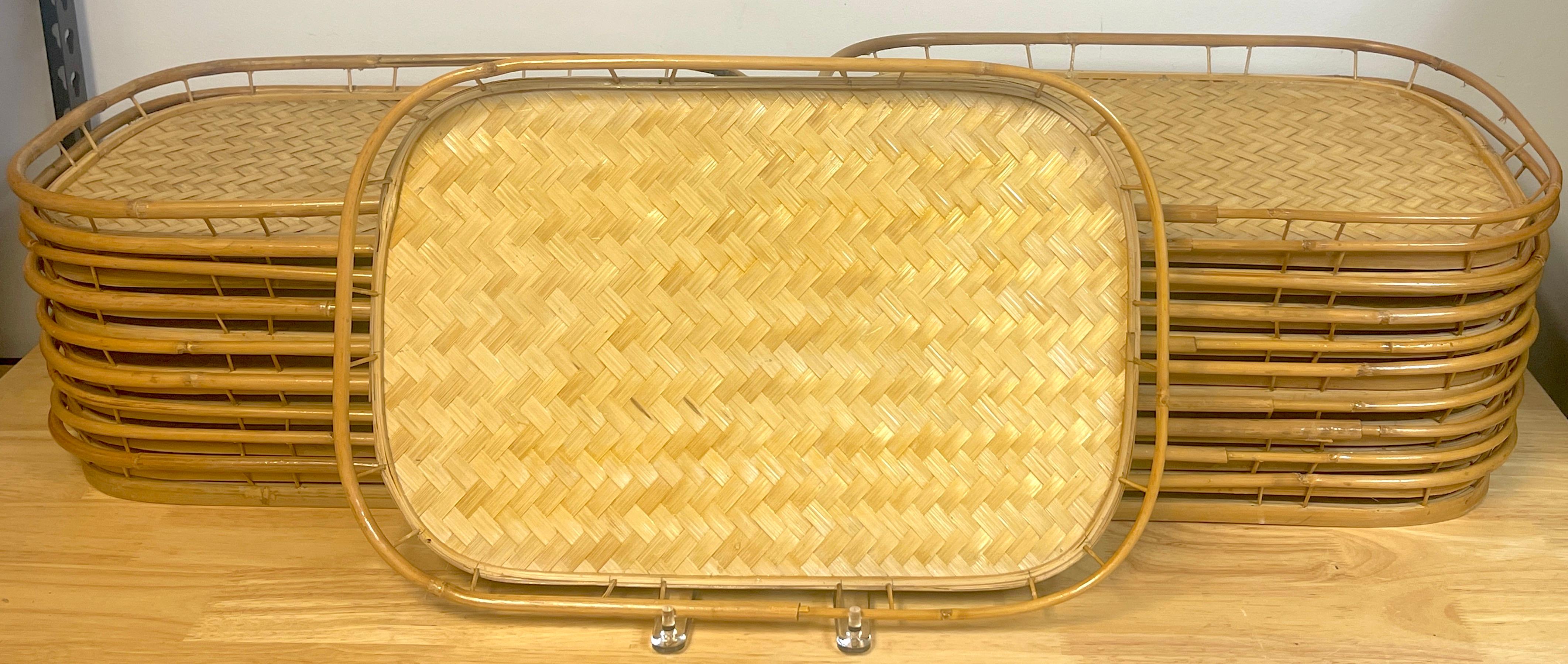 20 Canton Woven Bamboo Gallery trays, each one of woven and bent bamboo.

 