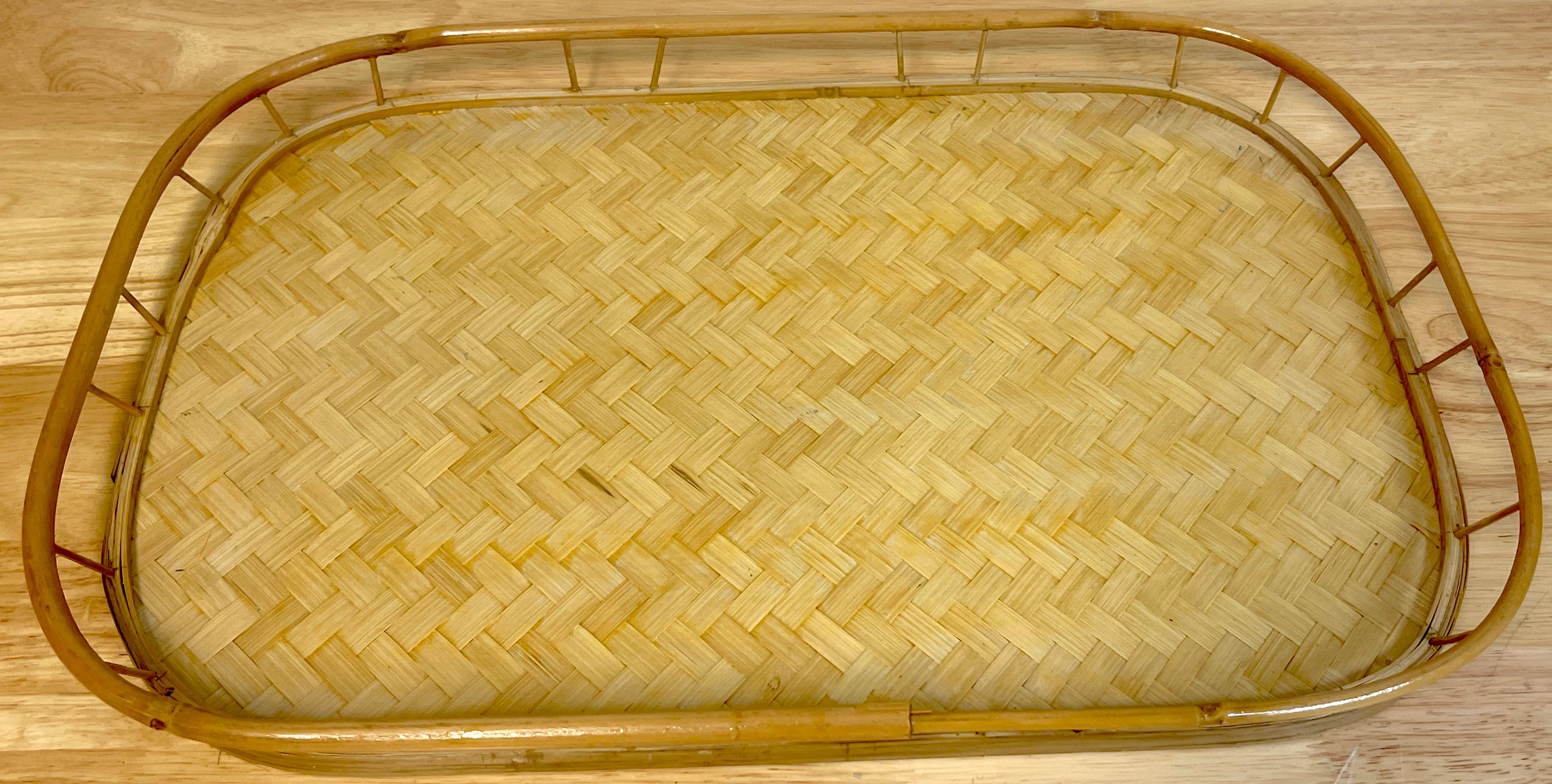 20 Canton Woven Bamboo Gallery Trays In Good Condition For Sale In West Palm Beach, FL