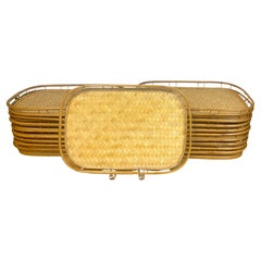 Used 20 Canton Woven Bamboo Gallery Trays