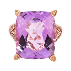 20 Carat Amethyst, Pink Tourmaline and Diamond Ring in 14 Karat Rose Gold
