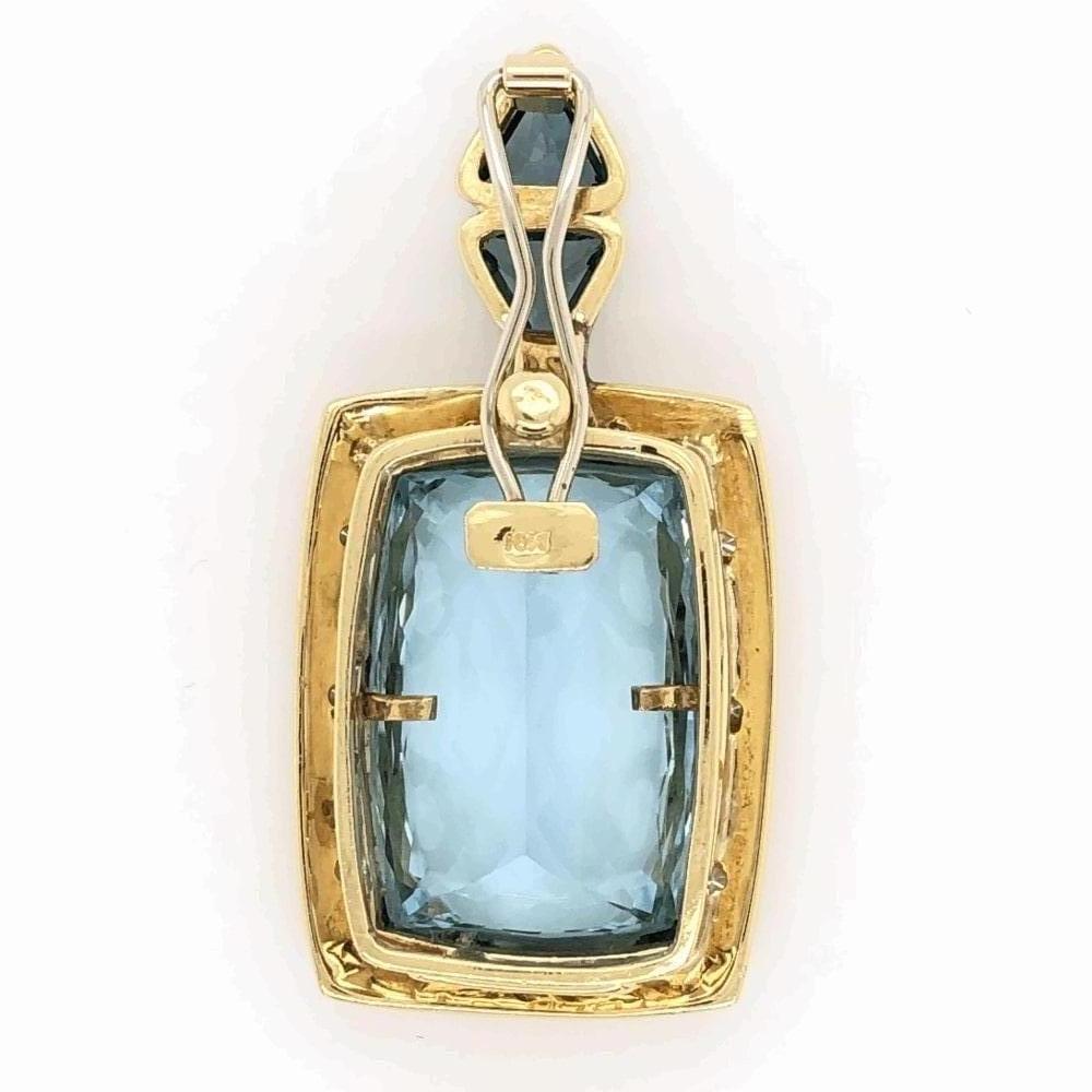 20 Karat Blauer Topas Edelstein Diamant Gold Anhänger Enhancer Fine Estate Jewelry (Modernistisch) im Angebot